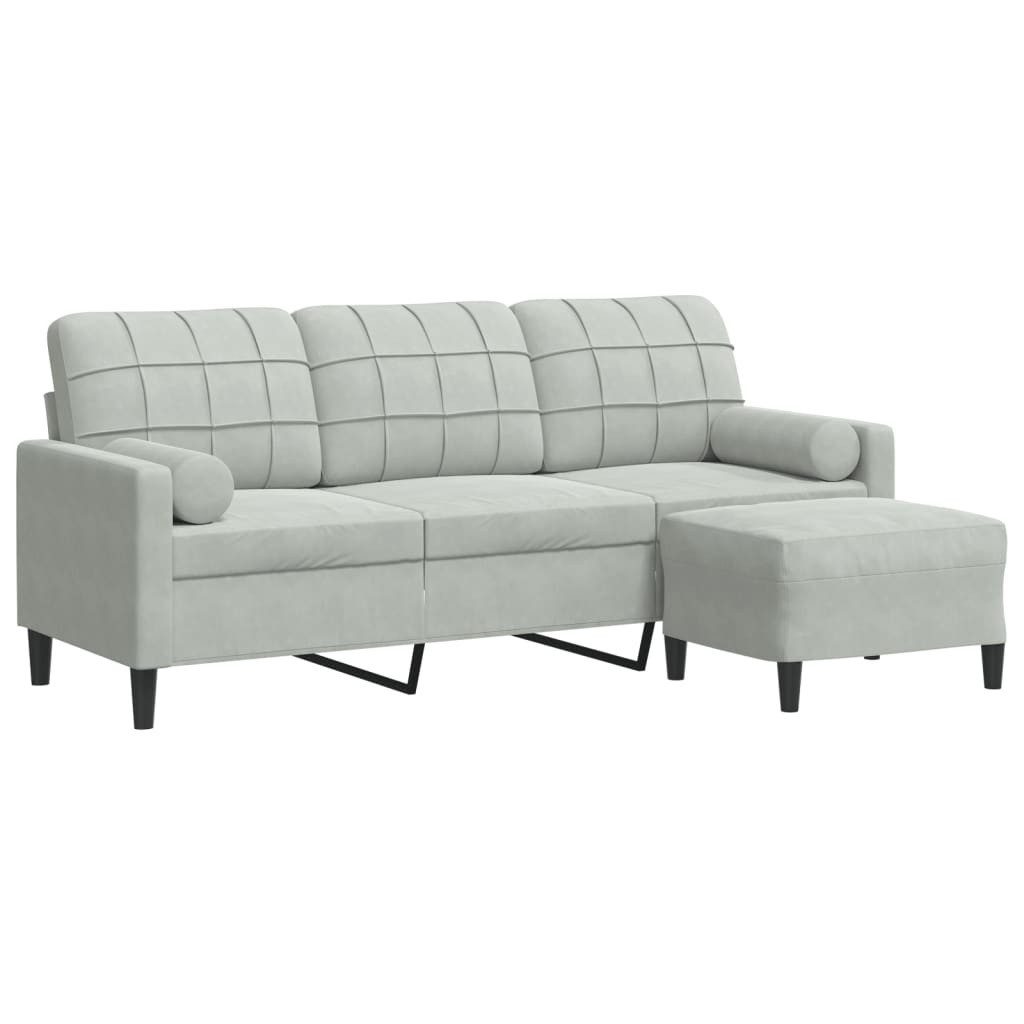 vidaXL Sofa 3-Sitzer-Sofa mit Hocker Hellgrau günstig online kaufen