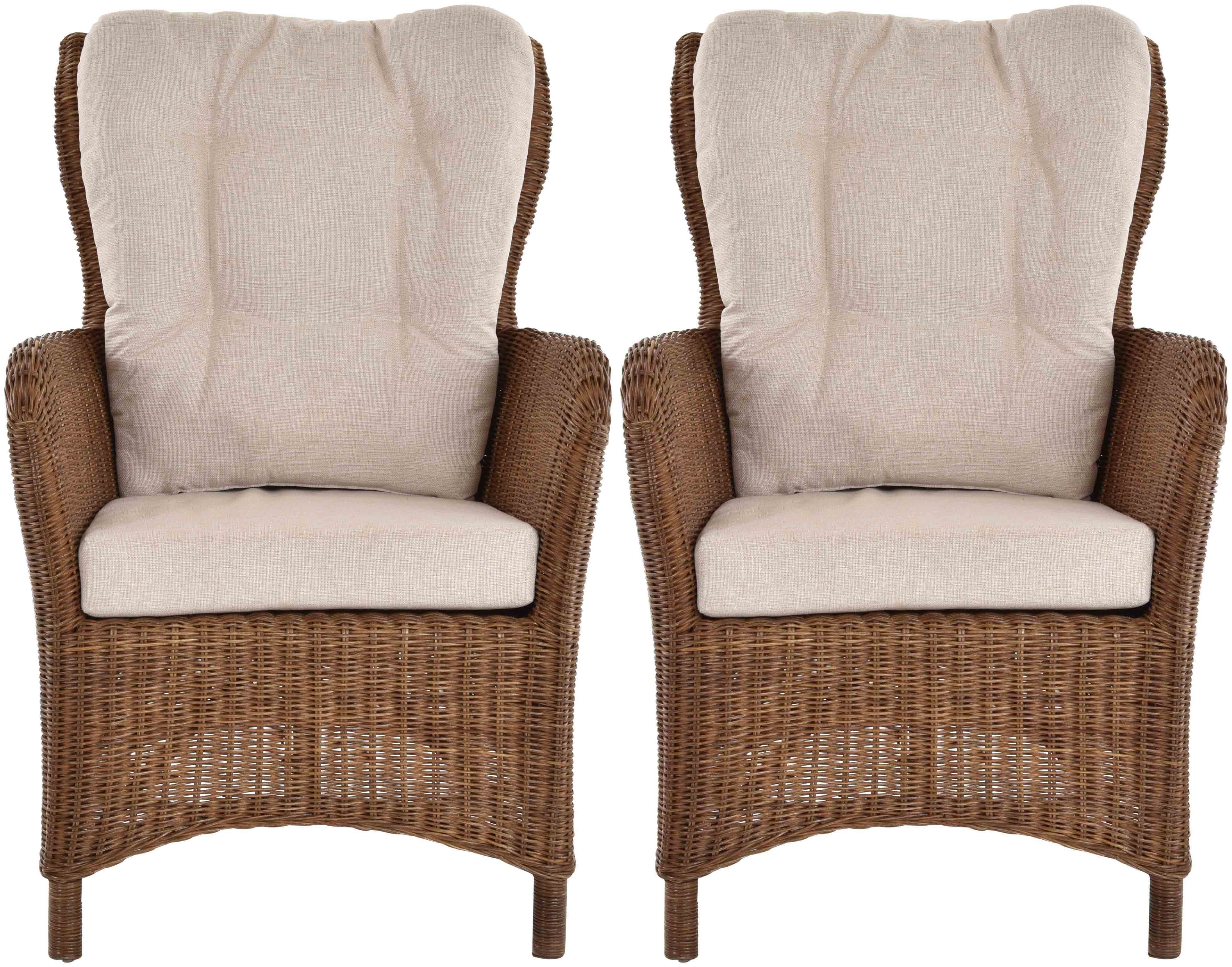 Krines Home Rattansessel Harry - Wintergarten Sessel Honig-Gelb