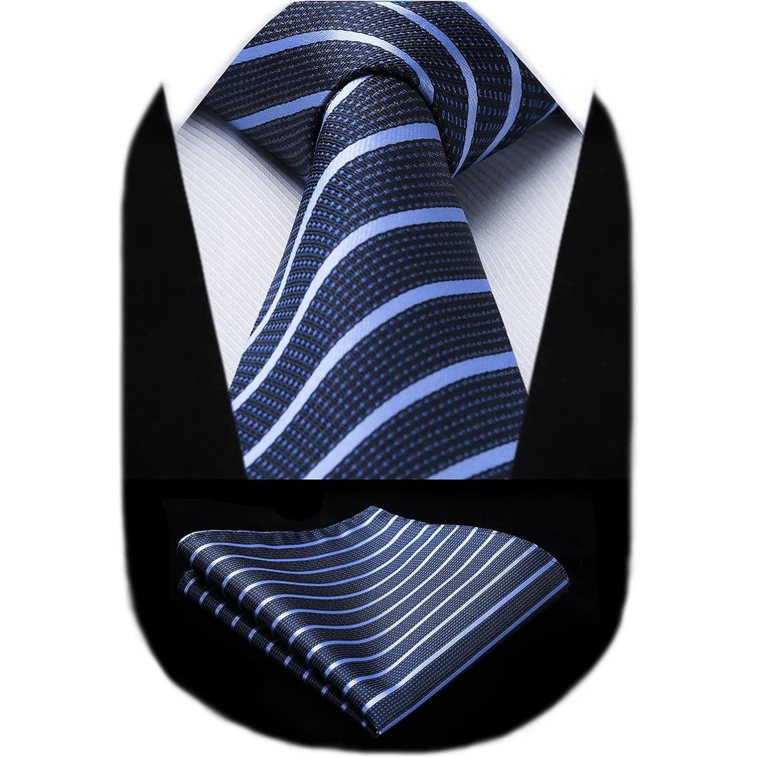 LuxusKollektion Krawatte Krawatte Herren Gepunktet Einstecktuch Set Einheitsgröße Marineblau 2