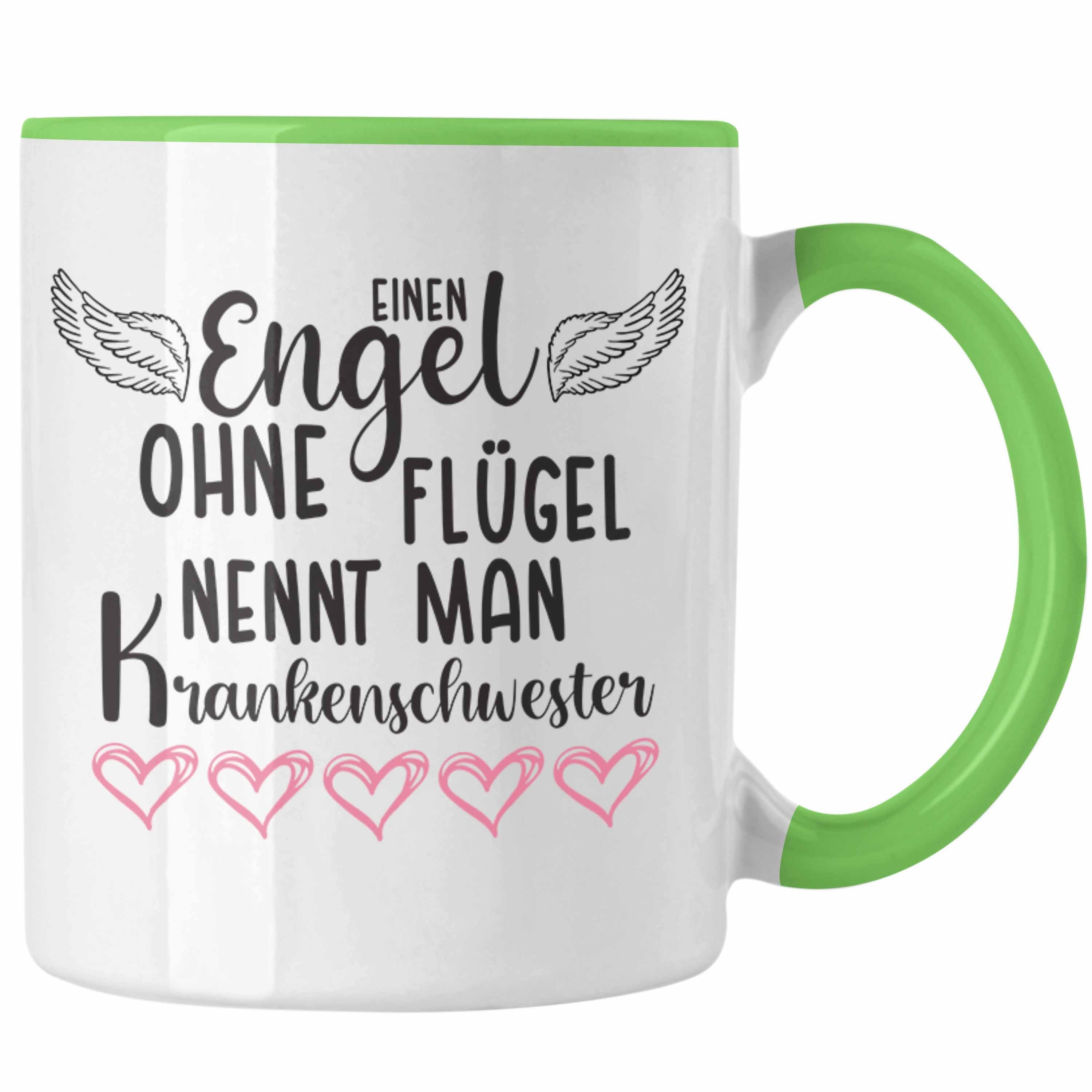 Trendation Tasse Trendation - Krankenschwester Krankenschwestern Grün Spruch Dankeschön Geschenk Tasse Lustig Geschenke