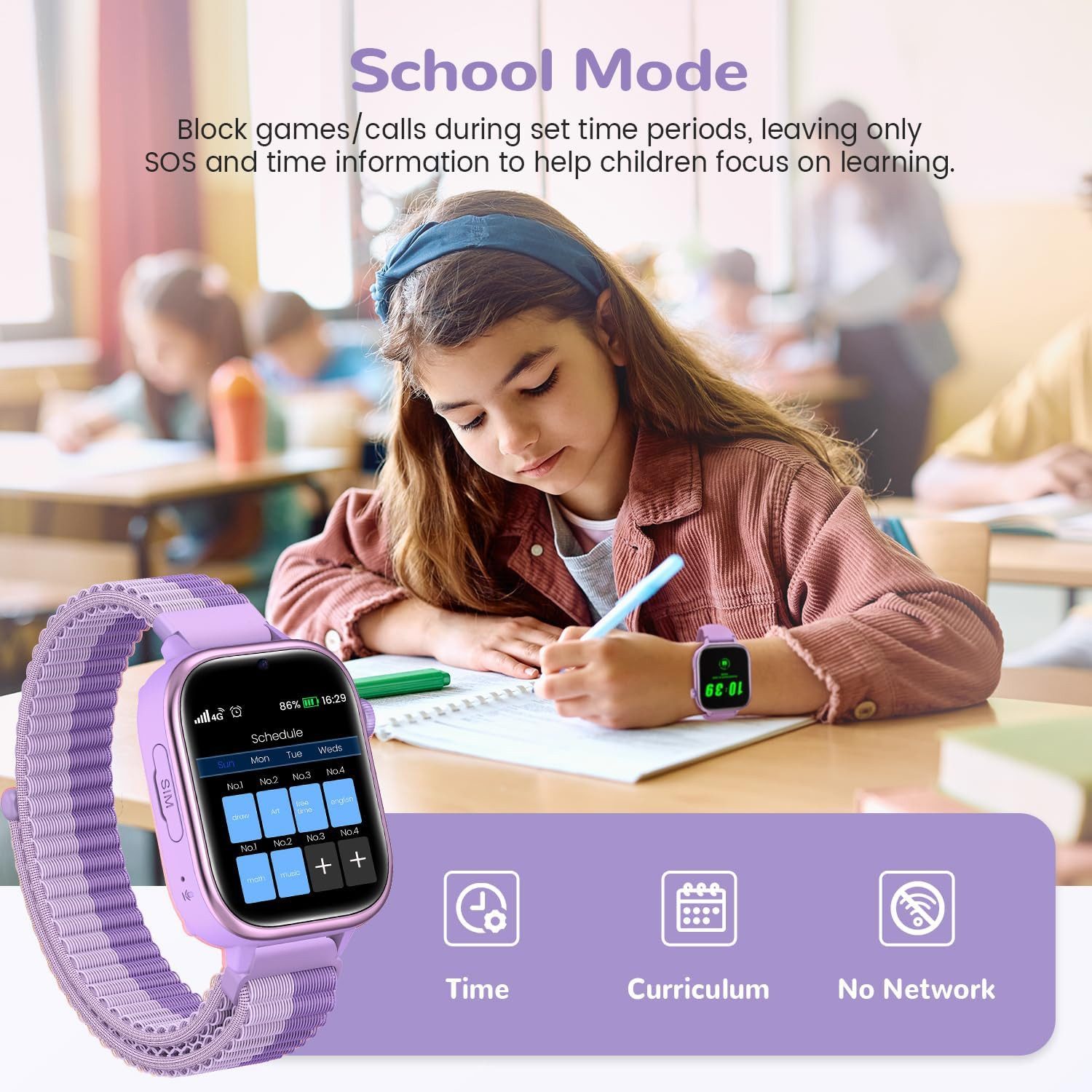 Zevelora GPS und Telefon, SOS Funktion Kinder Smartwatch (1,83 Zoll, 4G), mit Videoanrufe, Nachrichten, Schulmodus, Wecker, Kamera Schrittzähler