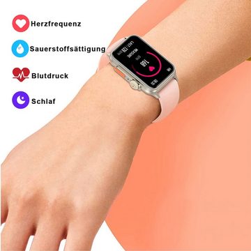HYIEAR Smartwatch,Smartwatch damen,Pulsuhr,Sportuhr,Fitness uhr,Laufuhr,Watch Smartwatch (4,5 cm/1,77 Zoll, Android5.1/ iOS8.0), Wird mit austauschbaren Stahlarmbändern und USB-Ladekabel geliefert, Eingehender Anruf, Sportmodus, Herzfrequenzmessung, Sprachassistent