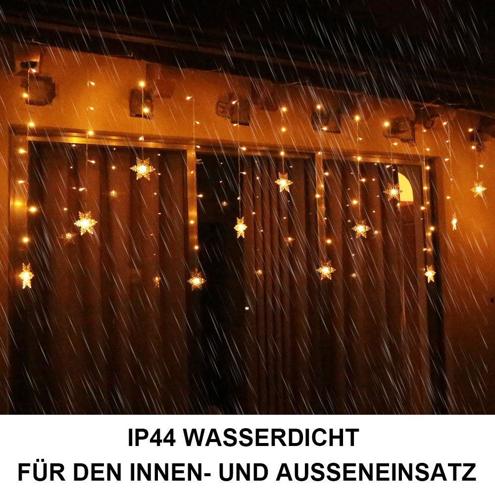 WarmesWeiß-31V LED-Lichterkette Vorhang Weihnachten Schneeflocke, Rosnek für Party, Energieeinsparung Lichter, Energiesparen Hochzeit