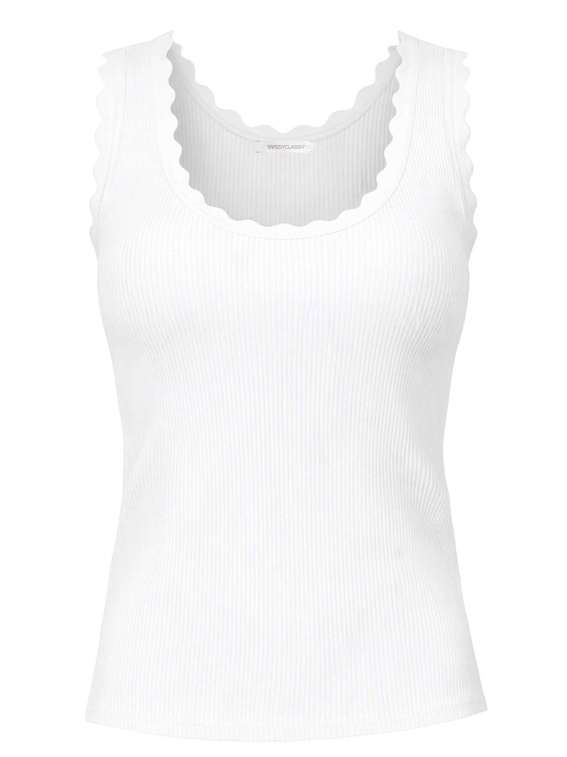 SASSYCLASSY T-Shirt Tank Top mit Bogenkante für Damen Rippstrick Top mit br günstig online kaufen