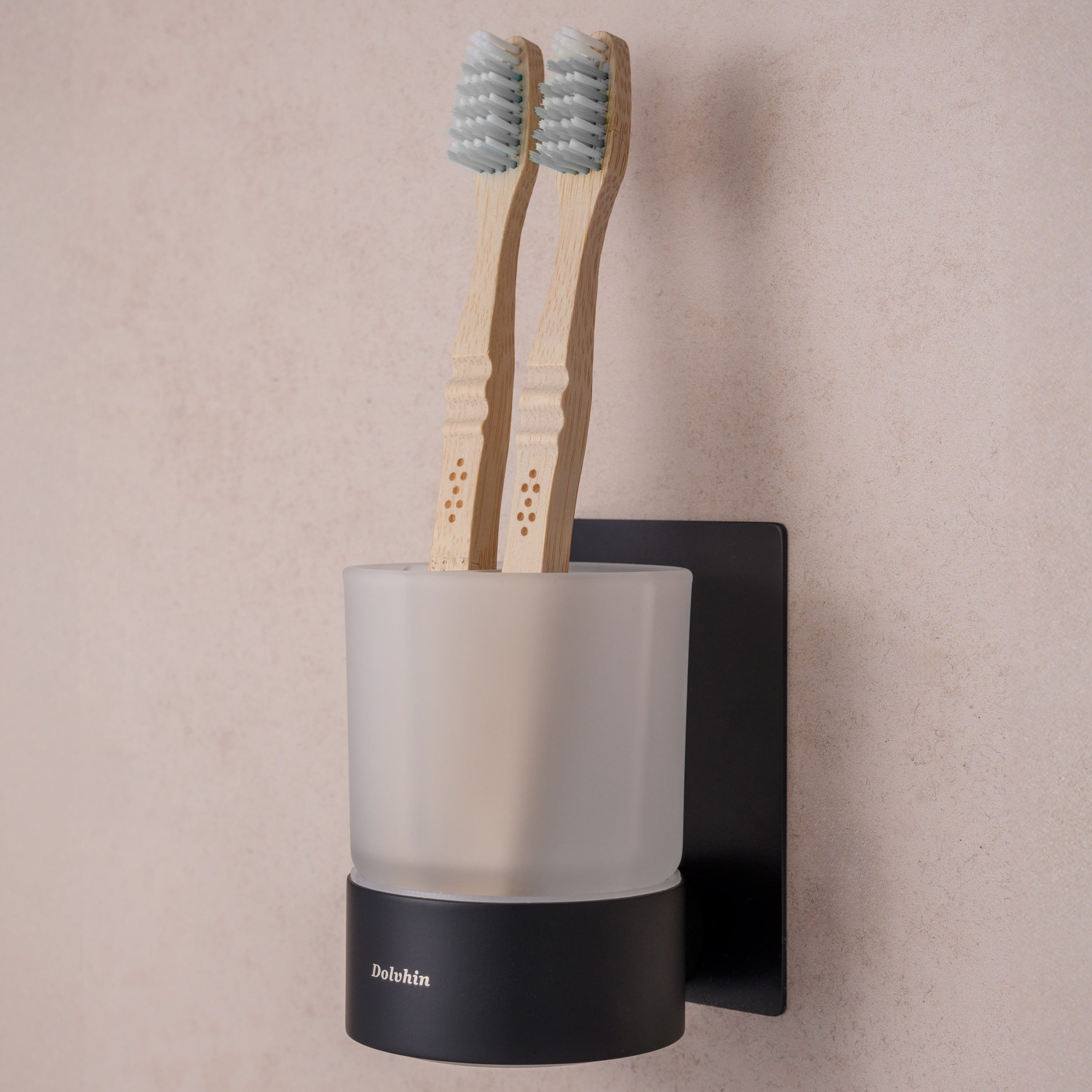 Dolvhin Zahnputzbecher Wandmontage ohne Bohren, Glas Zahnputzbecherhalter, günstig online kaufen