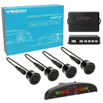 VSG24 Premium Einparkhilfe ECHO PLUS VORNE Display Parkhilfe zum nachrüsten Rückfahrkamera (Rückfahrwarner mit Display & 4 Sensoren Stecksystem Nachrüstsatz PDC)