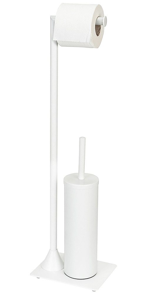 WENKO WC-Garnitur Modell Hella, Standgarnitur aus Stahl, Toilettenpapierhalter und WC-Bürstenhalter