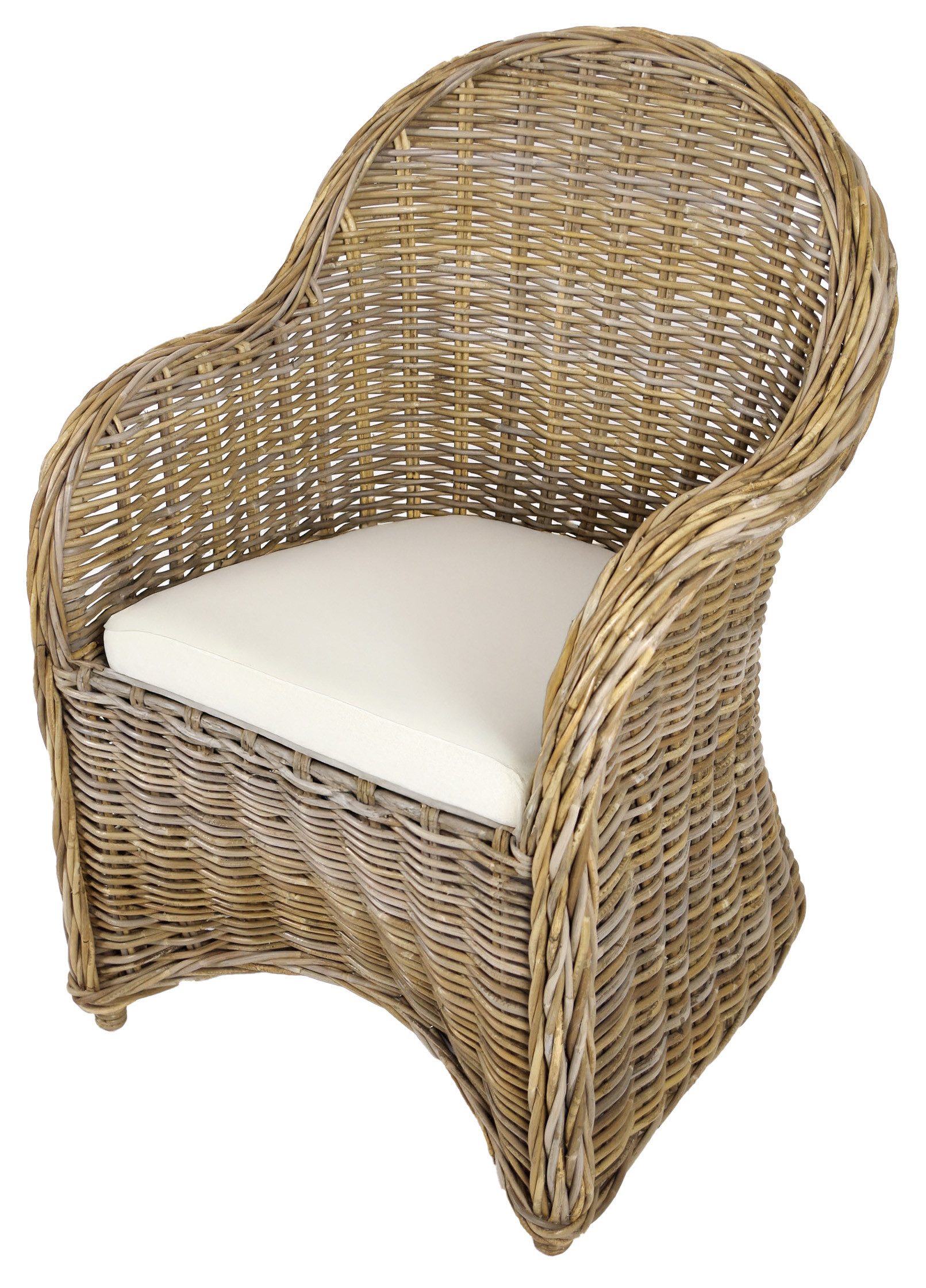Kobolo Rattanstuhl BOSTON NEW Sessel aus Rattan grau (kubu grey) günstig online kaufen