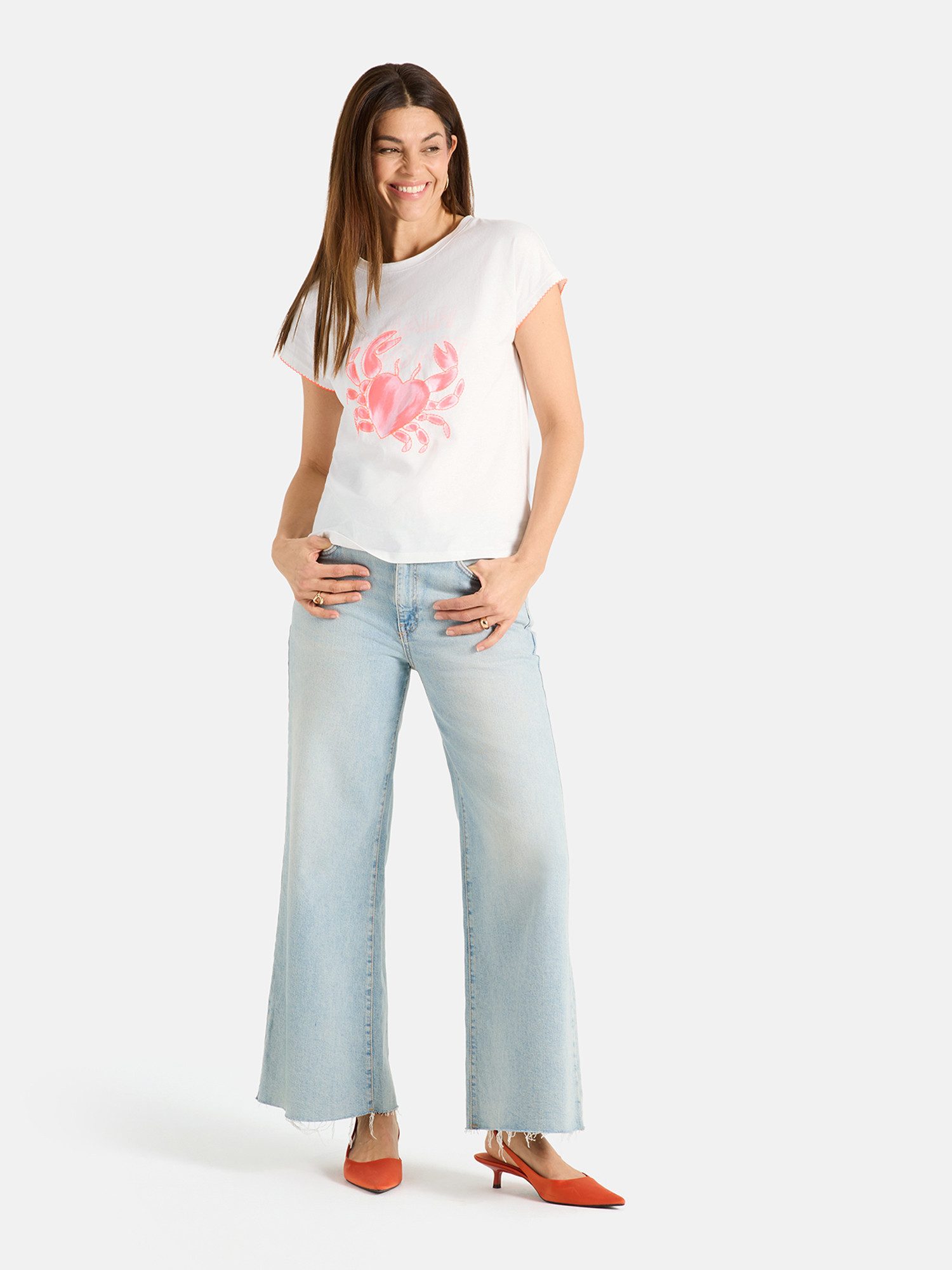 Lieblingsstück Kurzarmshirt CrabiL mit Kontrastdetails, Frontprint