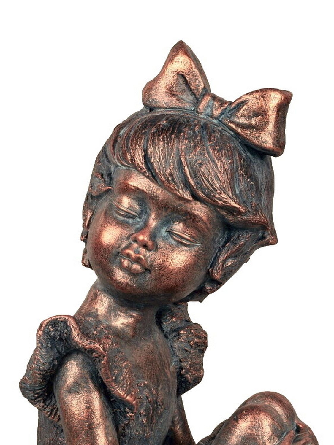 dekotrend.gallery Dekofigur Deko Mädchen sitzend Frau Dame Garten Figur Skulptur Statue Objekt, Kind Lady Retro Dekoskulptur Dekoobjekt aus Magnesia