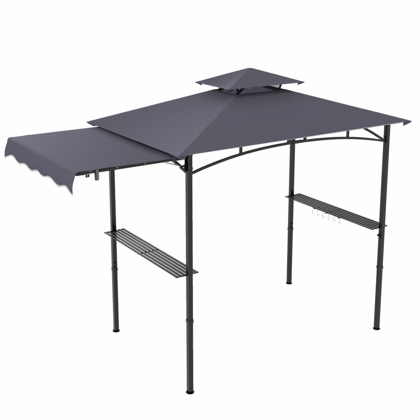 COSTWAY Grillpavillon, 318 x 153 x 250 cm BBQ Pavillon mit Seitenmarkise