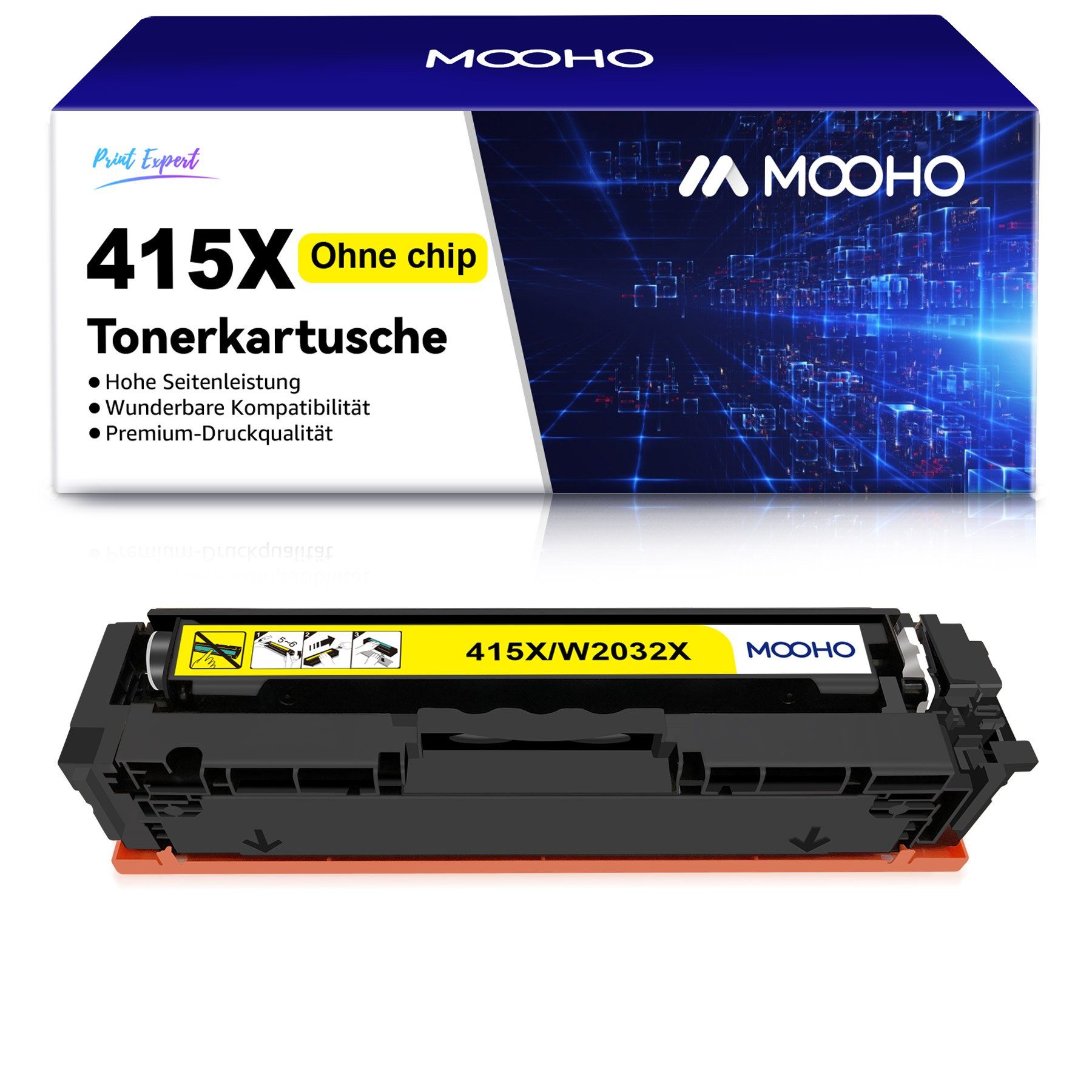MOOHO Tonerkartusche Kein Chip für HP 415X, LaserJet Pro MFP M479fdw M479fdn W2030X