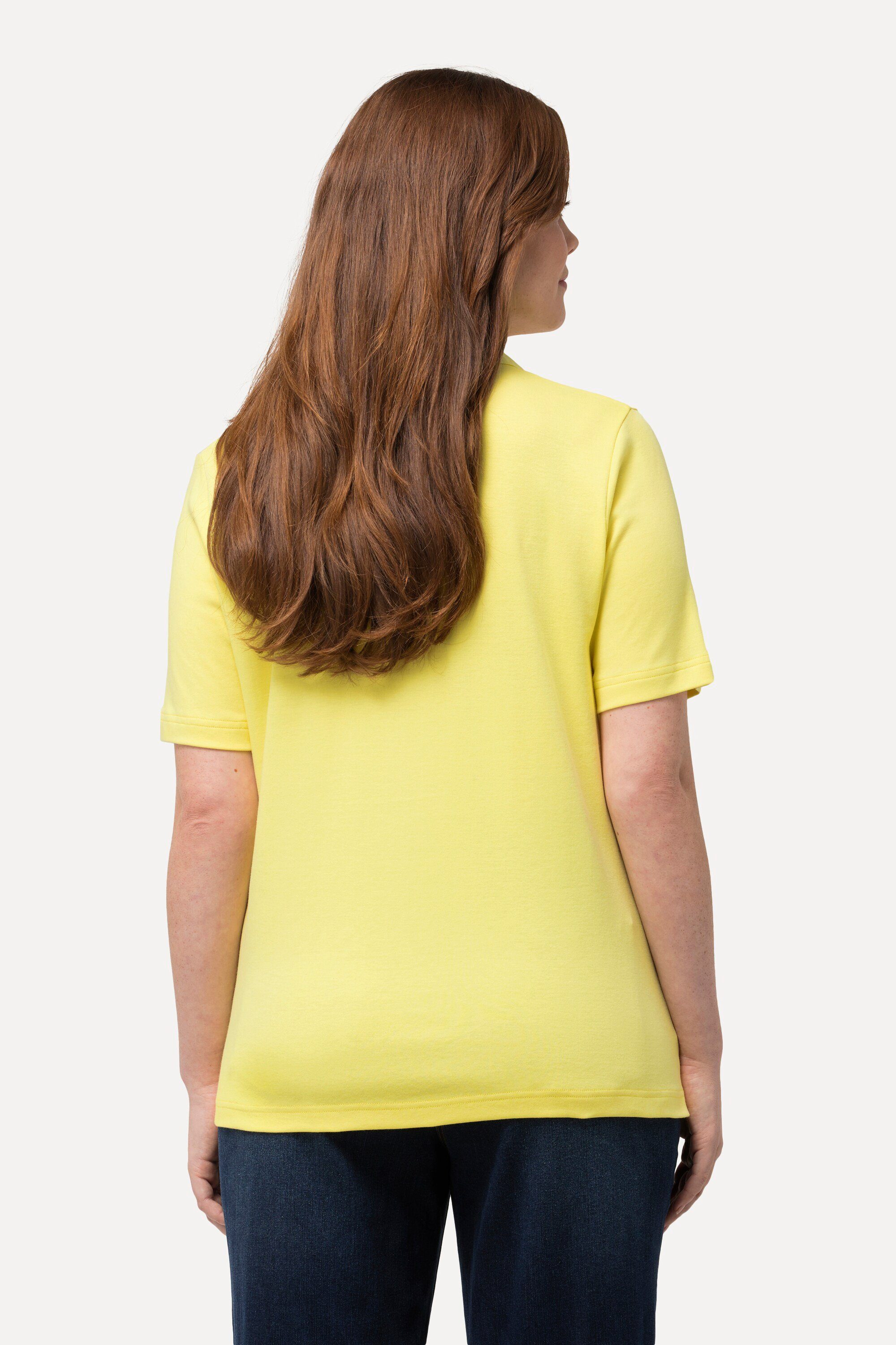 Ulla Popken T-Shirt Poloshirt Webkragen Knopfleiste Halbarm