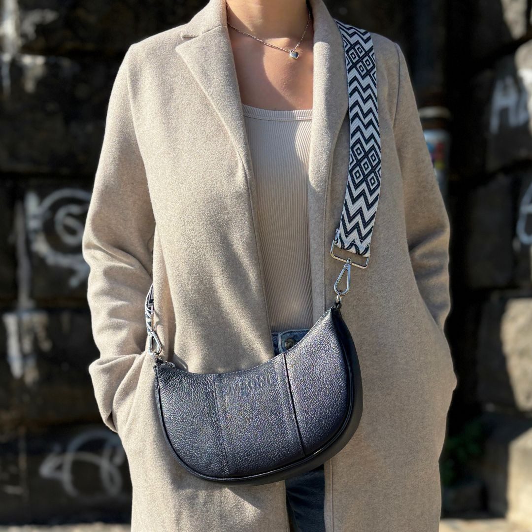 MAONI Umhängetasche Moon Echtleder, made in italy