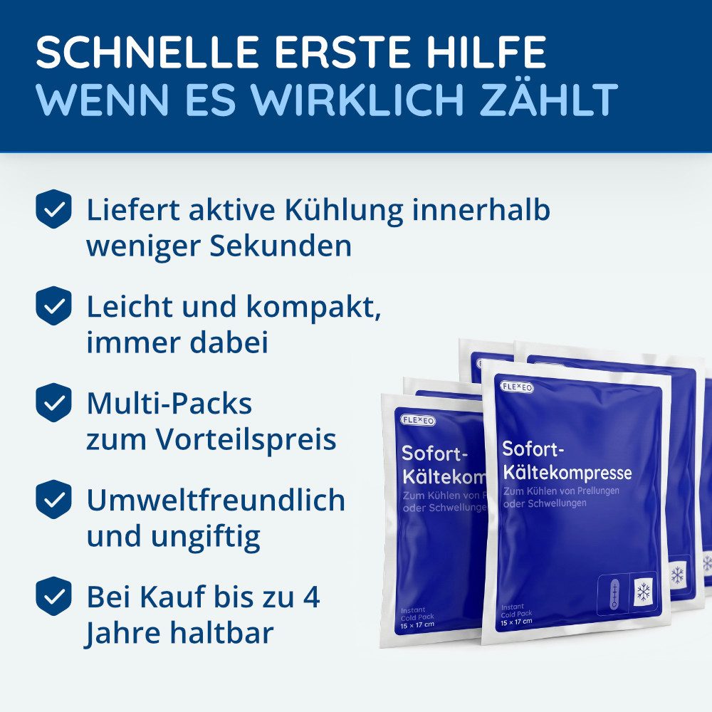 FLEXEO Kalt-Warm-Kompresse Sofort Kältekompresse, 40-tlg., Kühlakku Kühlpad 15x17cm