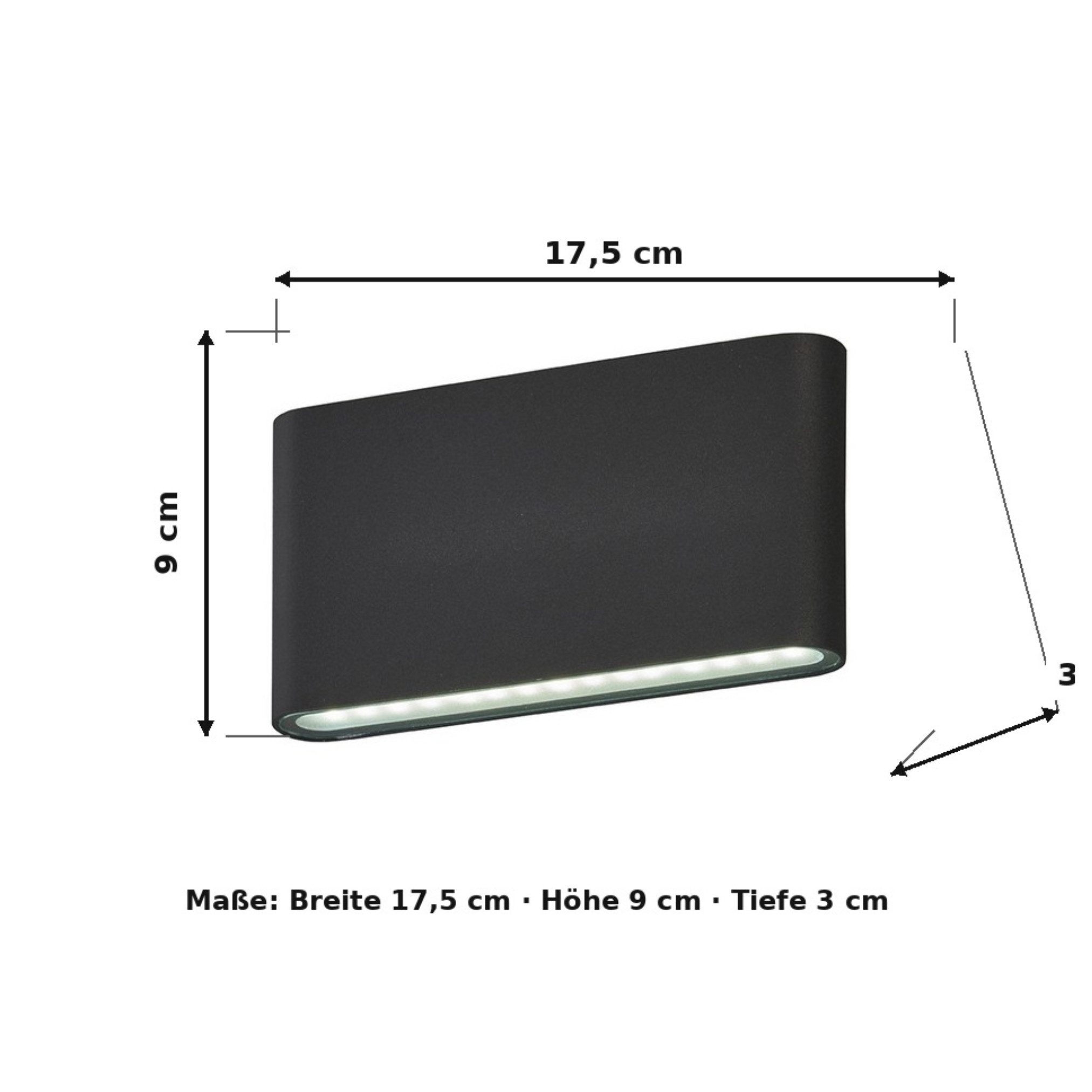 Lichthandel Hoch LED Außen-Wandleuchte 2er Set Wandleuchte Innen & Außen LED Scone sandschwarz IP44 Up Down, LED fest integriert, 3000K, Up-&-Down-Lichteffekt F – Bild 2 von 5