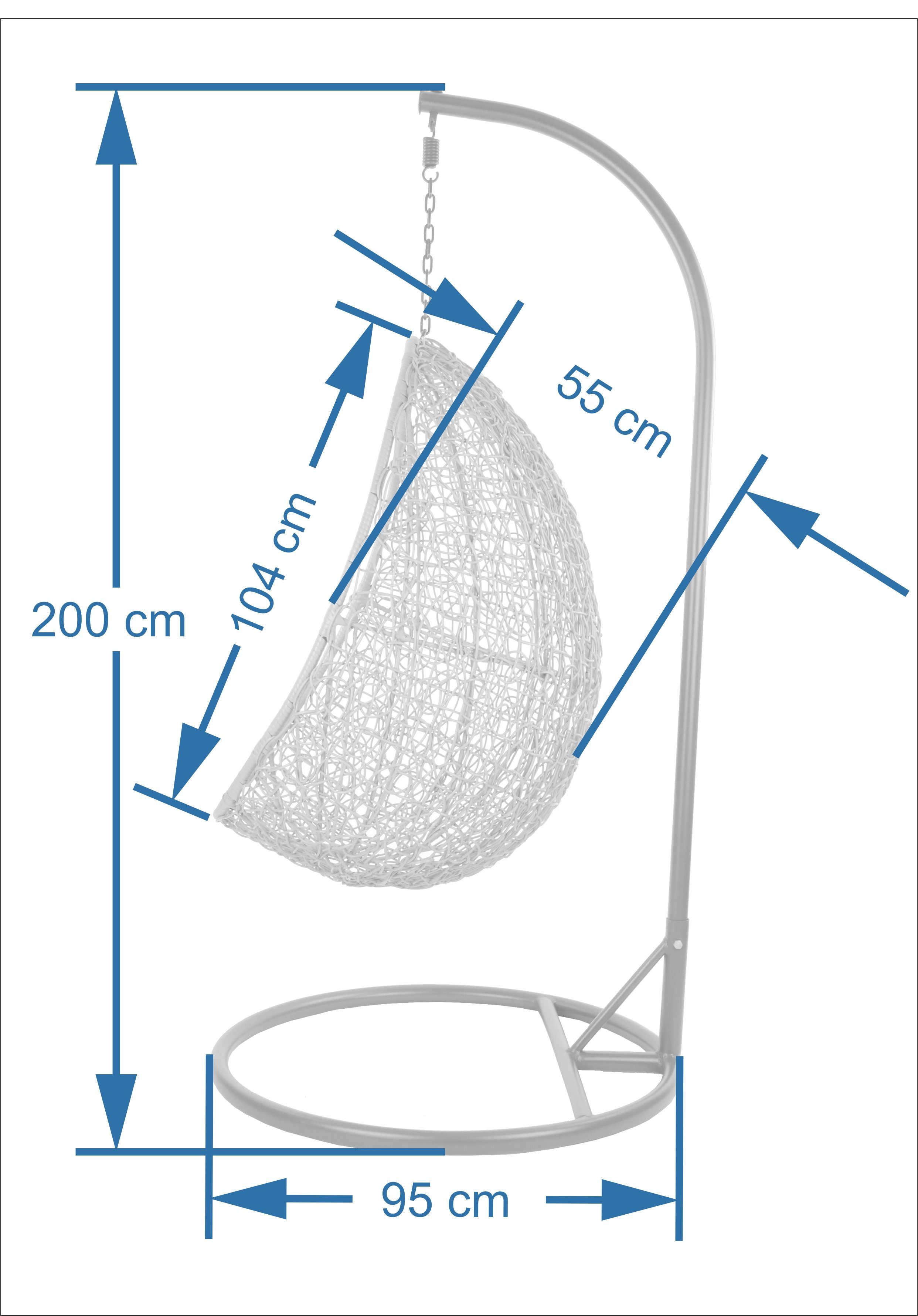 Hängesessel CAPDEPERA, capucchino) in (7007 schwarz, Hängesessel Schwebesitz flexibel modern Gestell, hellbraun KIDEO Hängesessel mit und