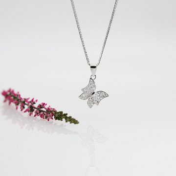 ELLAWIL Silberkette Kette mit Anhänger Kette mit Schmetterlings Anhänger Halskette Mädchen (Kettenlänge 40 cm, Sterling Silber 925), inkl. Geschenkschachtel
