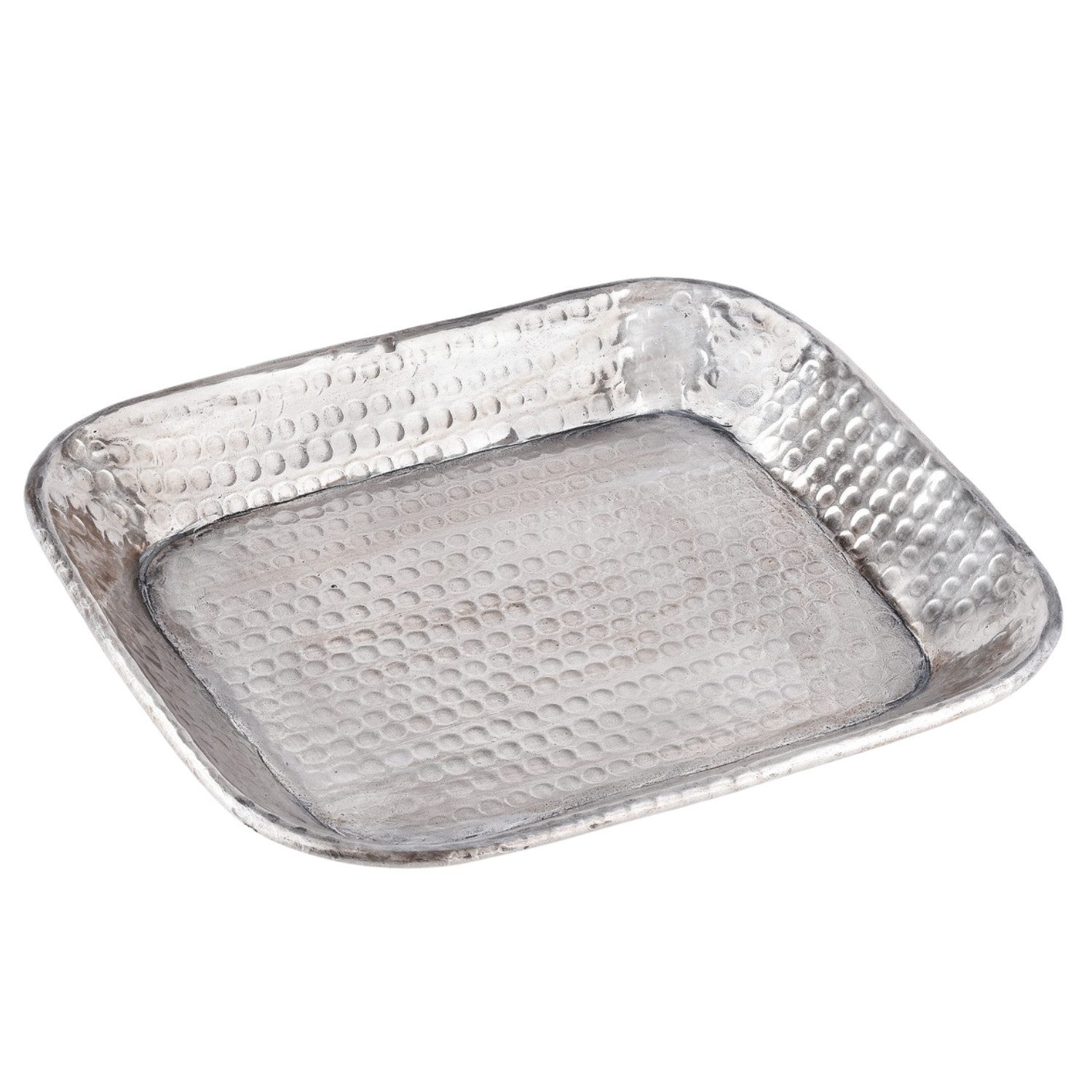 Marrakesch Orient & Mediterran Interior Dekotablett Tablett Kerzentablett Skandinavisch Lesha Silber 21cm Eckig (1 St), Handarbeit