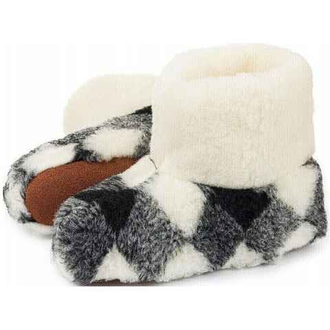 em-ka Damen Herren Hüttenschuhe Schafwolle Winter Warme Wollsocke Hausschuhe Hausschuh Lamwolle, Hausstiefel, Fußwärmer, Naturprodukt, Schafwolle, Weihanchten Geschenkidee