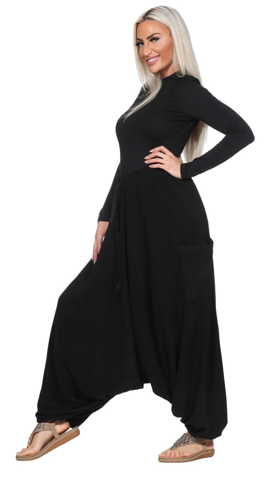 KUNST UND MAGIE Haremshose Unisex Fleecehose Thermo Haremshose Wellnesshose Boho Winter Hose