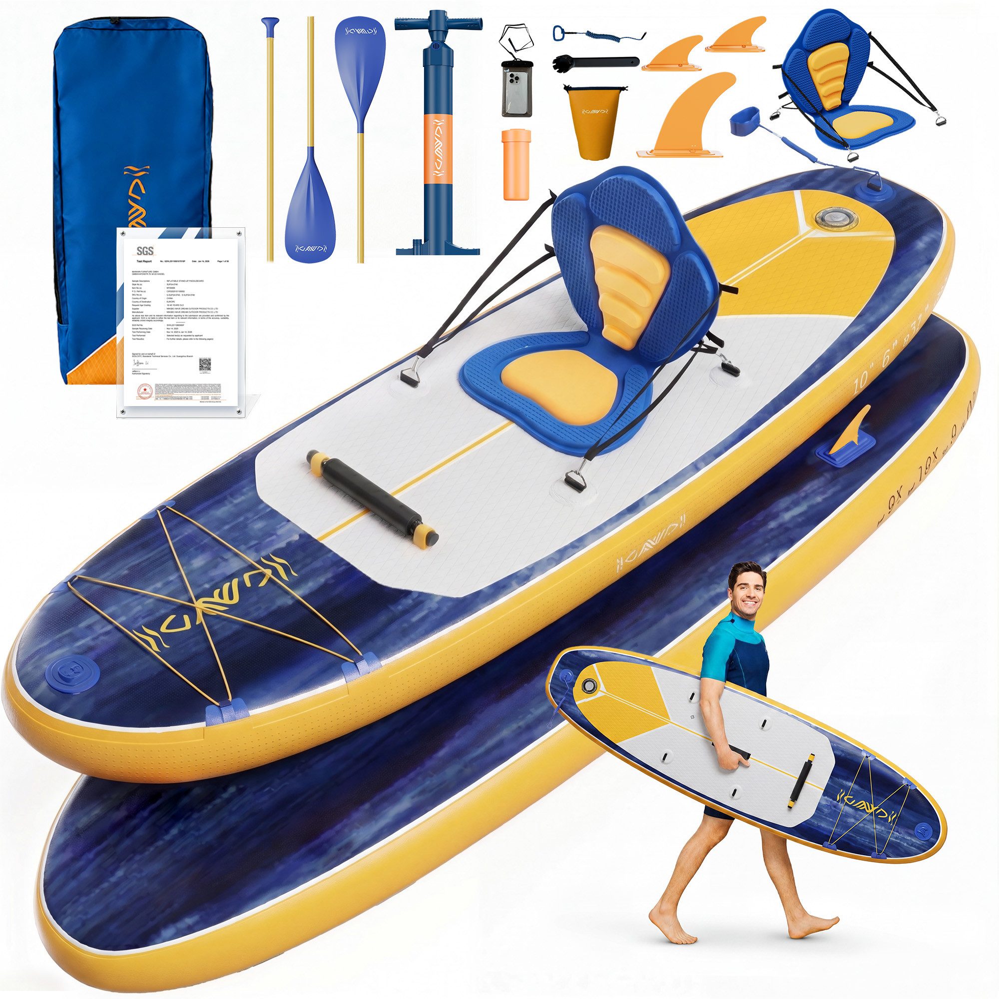 GUNJI Inflatable SUP-Board Stand-up Paddleboard 320*80*15 cm mit Paddel und Pumpe, (2-in-1 aufblasbares Stand Up Paddle Board Set, aufblasbare Stand Up Paddle Boards Surfboards Belastbarkeit bis zu 130 kg Farben verfügbar)