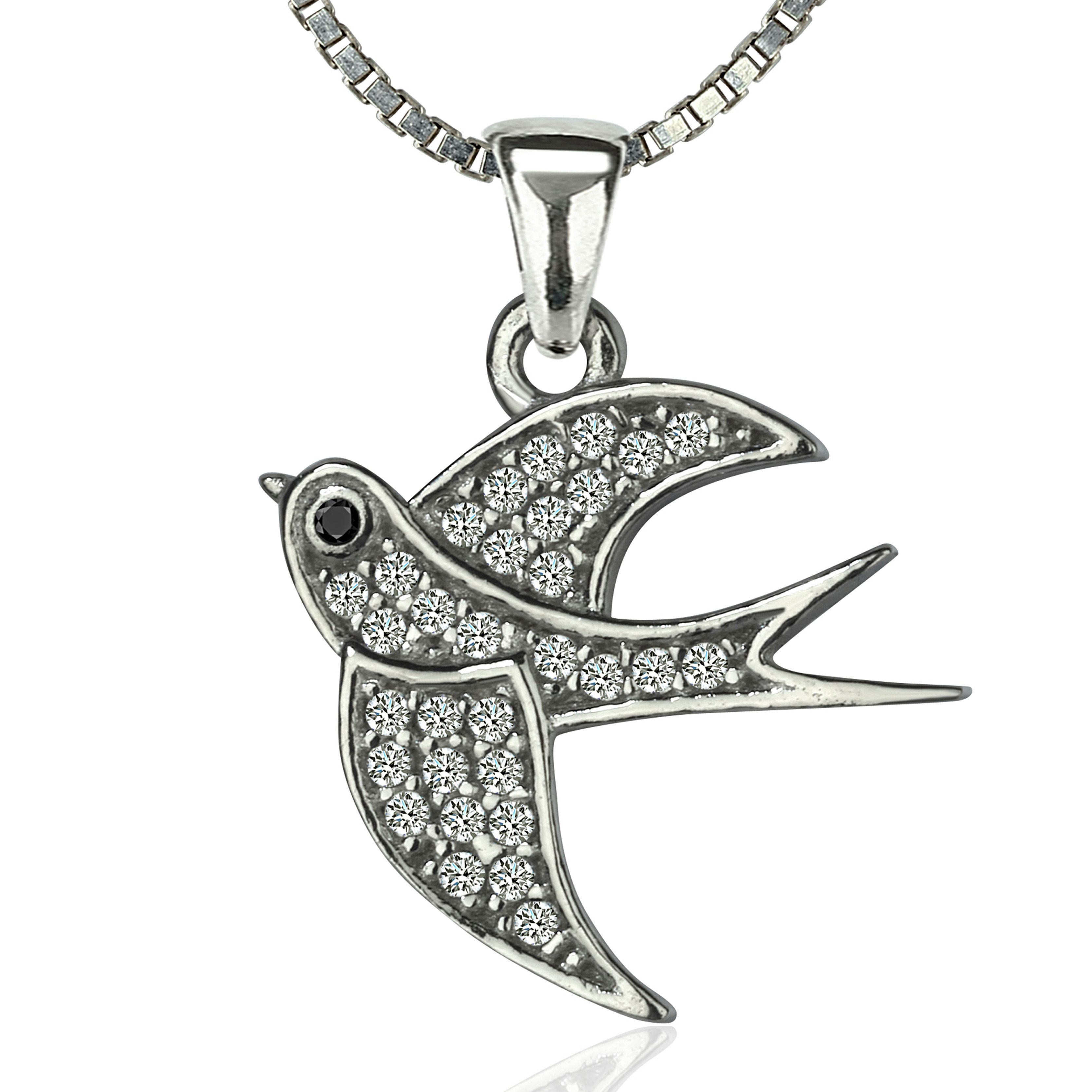 Kette mit Anhänger Damen Silberkette Vogel