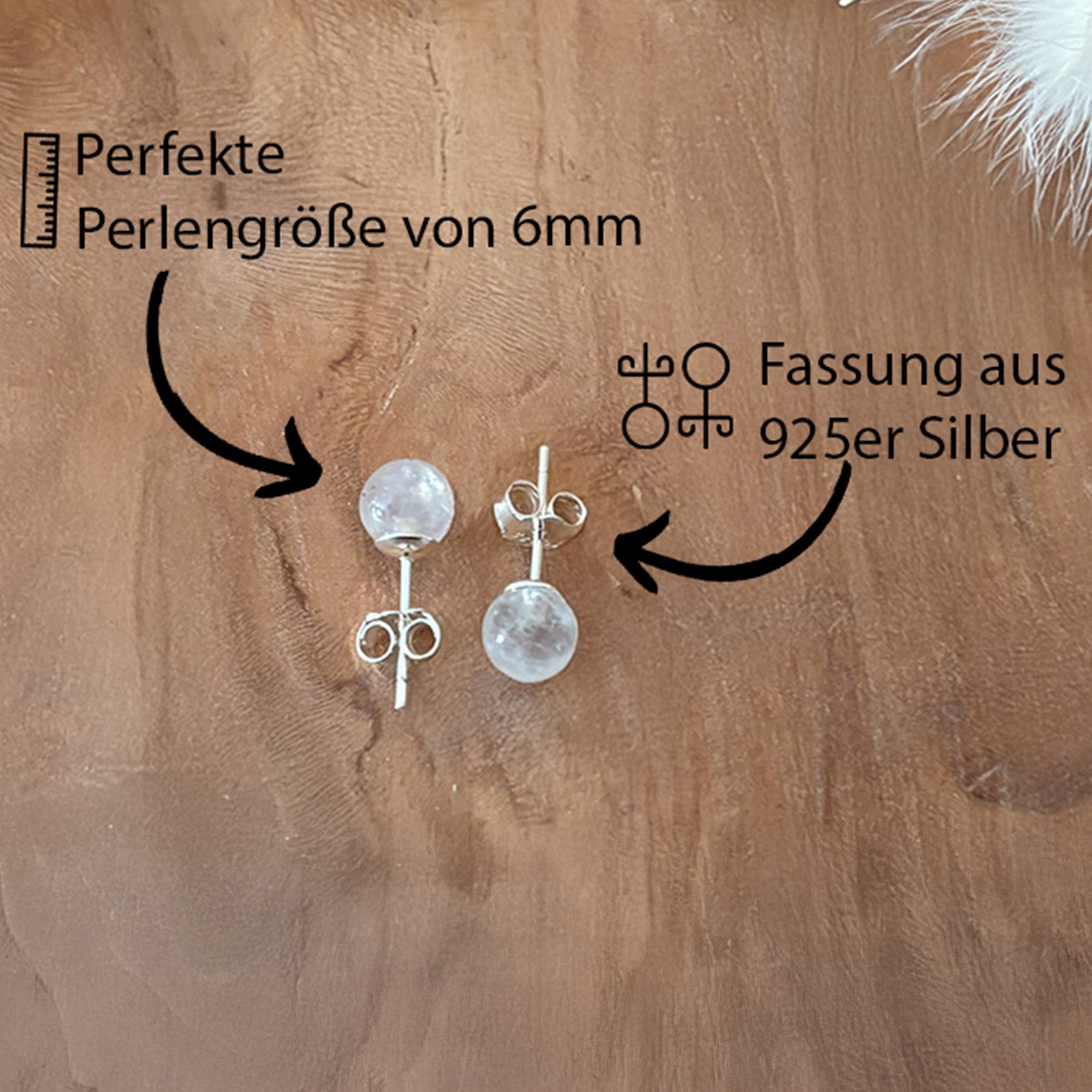 Lebensquelle Plus Einhänger für Ohrschmuck Regenbogen Mondstein Ohrstecker 6 mm, 925 Silber – Bild 3 von 5