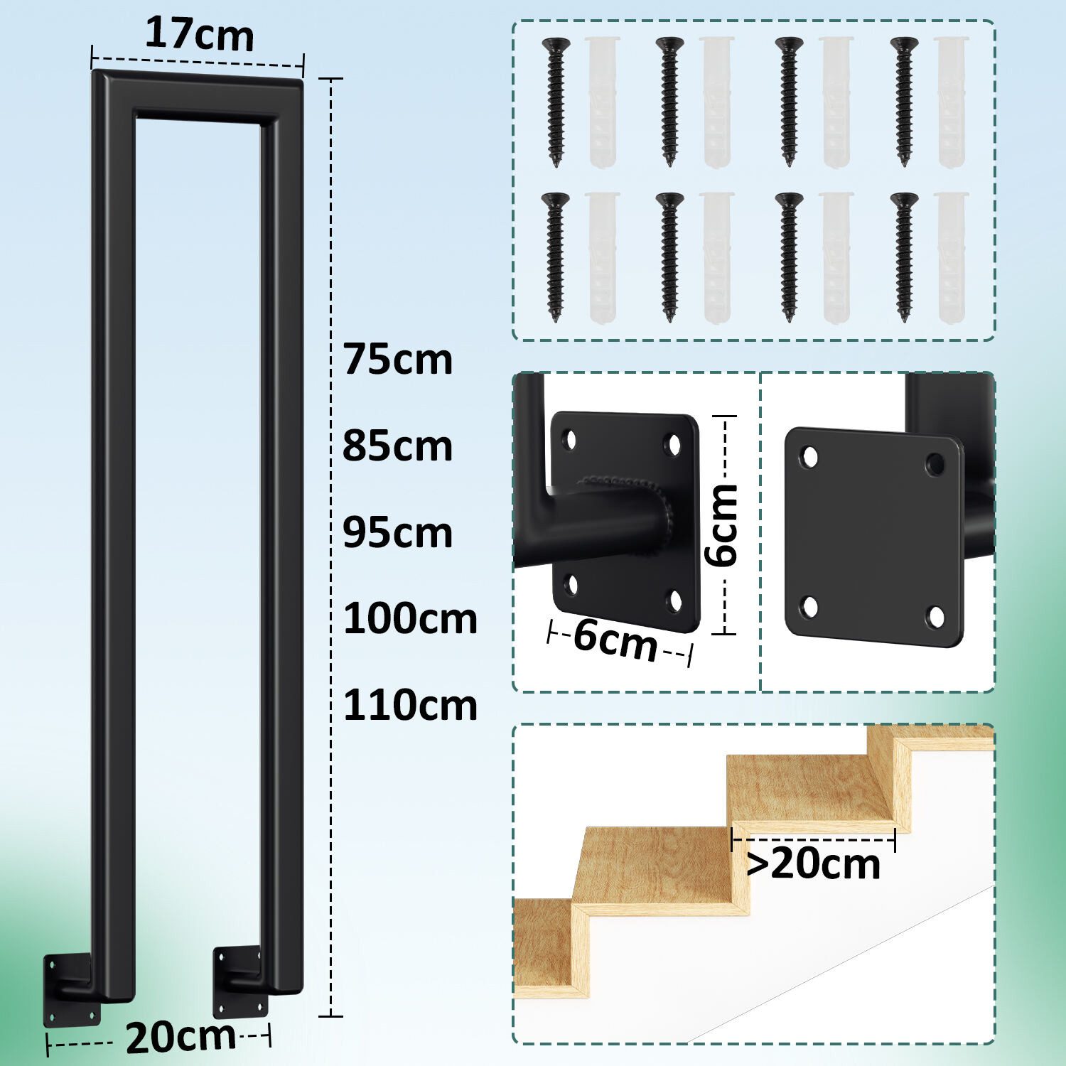 Clanmacy Treppengeländer U-förmige Elliptische Röhr Handlauf Seitliche Mont günstig online kaufen