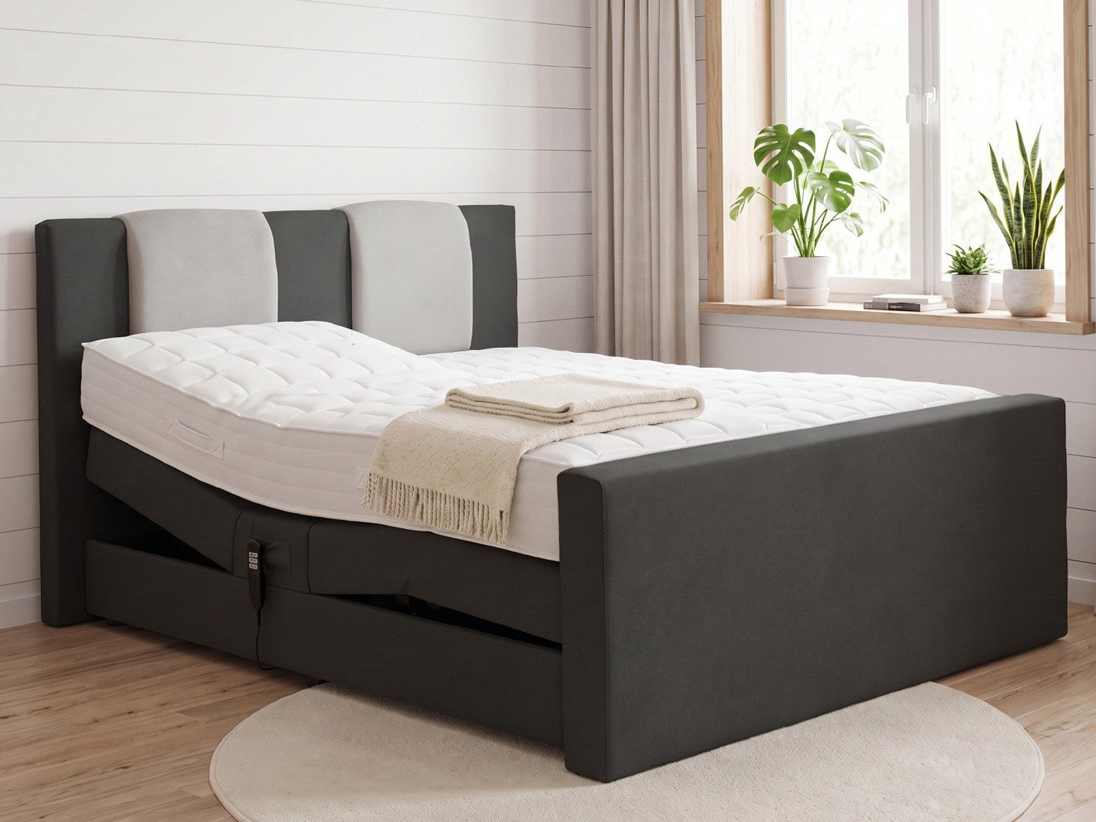 PAARA Boxspringbett Bolton elektrisch verstellbar mit Motor alles, mit einzigartigem Belüftungssystem