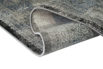 Wollteppich Wollteppich hochwertiger Teppich klassisch mit Ornamenten aus Naturfasern in grau, Teppich-Traum, rechteckig, Höhe: 7 mm, Wollteppich