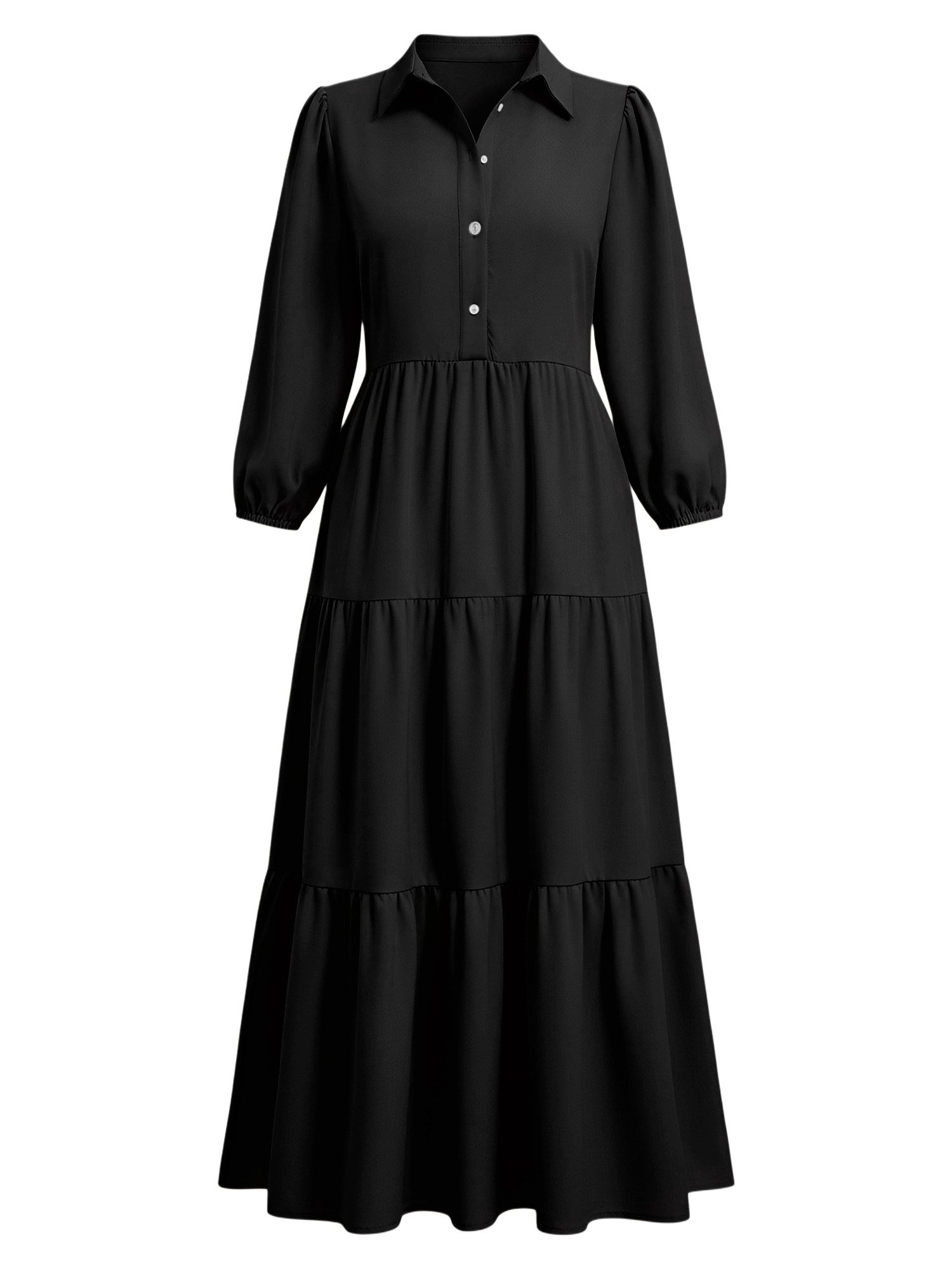 Imily Bela Blusenkleid Damen 3/4-Ärmel Hemdkleid (Packung, 1-tlg., 1per-Pack) mit Knöpfen – Bild 5 von 5