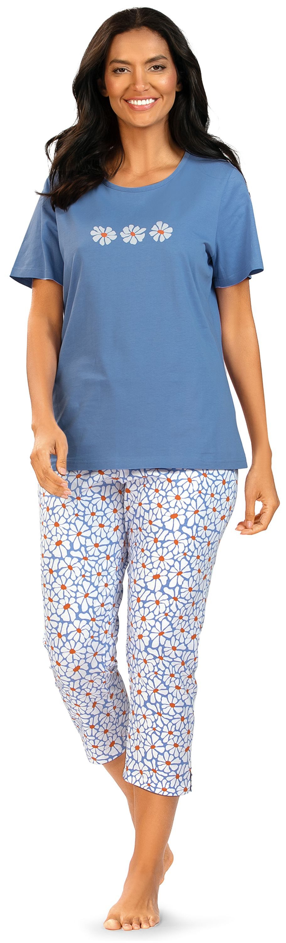 comtessa Schlafanzug Summer Whisper (Set, 2 tlg., 2-teilig) Damen Pyjama 2-teilig 7/8 Hose Baumwolle große Größen
