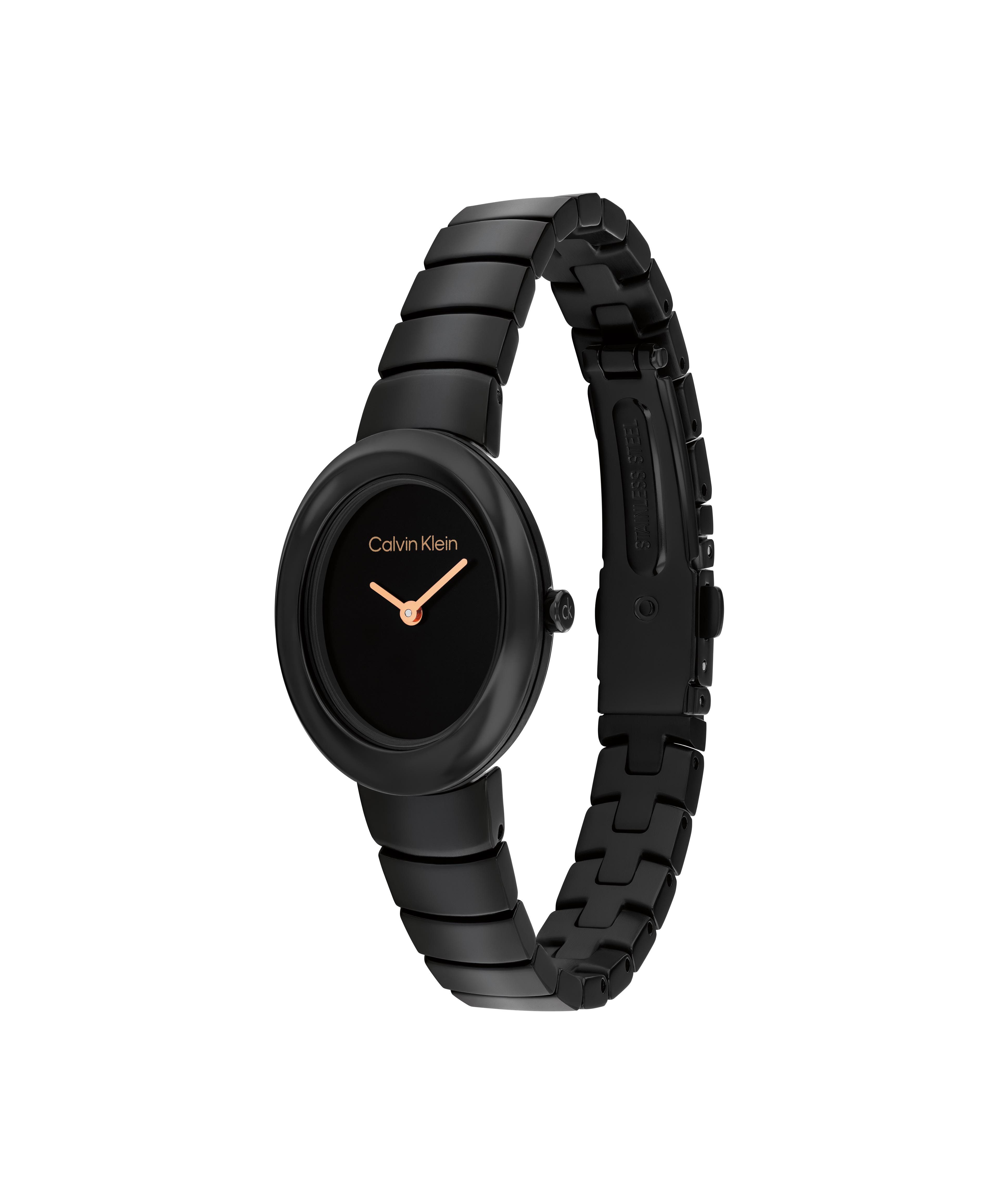 Calvin Klein Quarzuhr TWISTED BEZEL 25100150, Armbanduhr, Damenuhr, Edelstahlarmband, analog