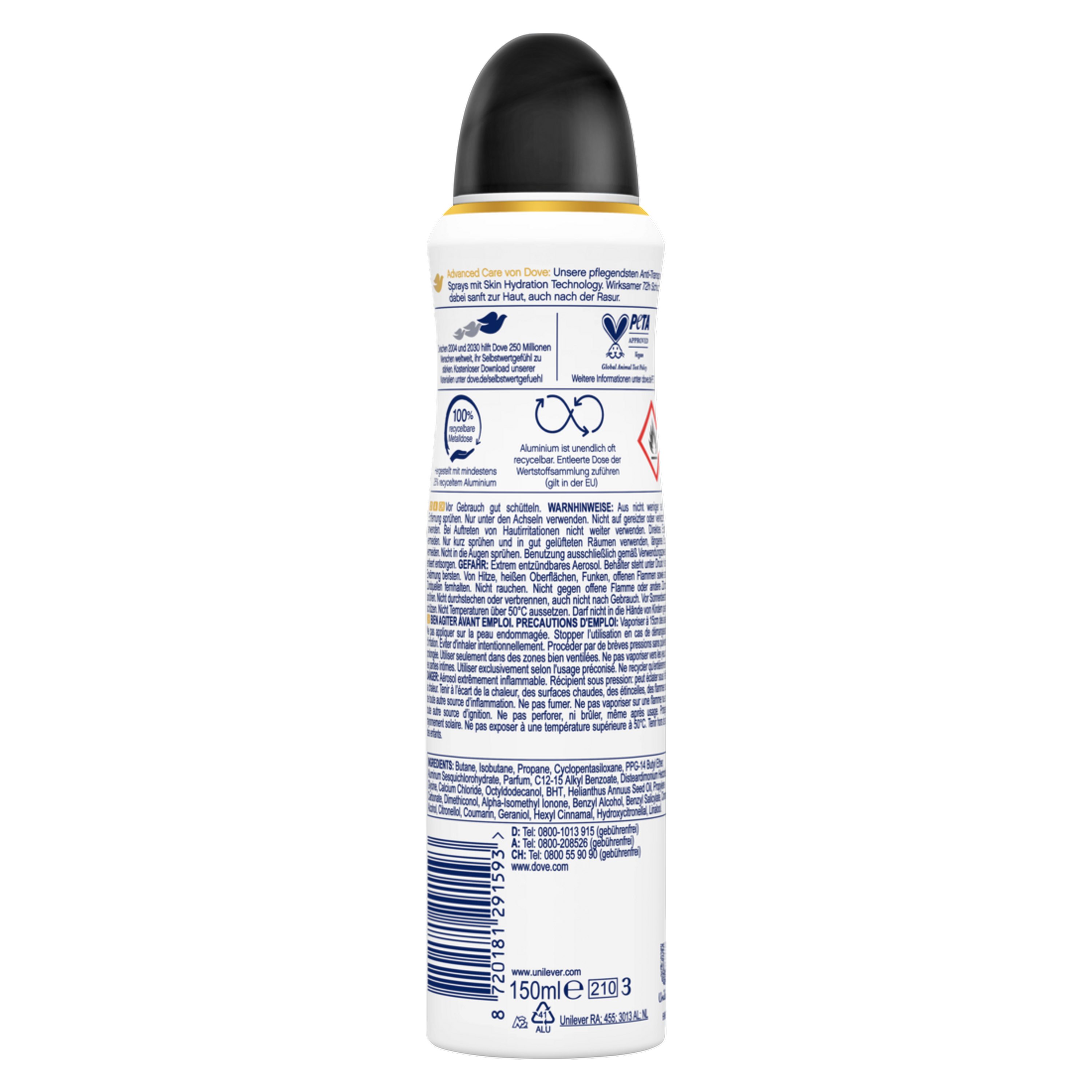 Anti-Transpirant 150ml Advanced DOVE Care Deo-Spray Invisible Dry 6x Deo-Set