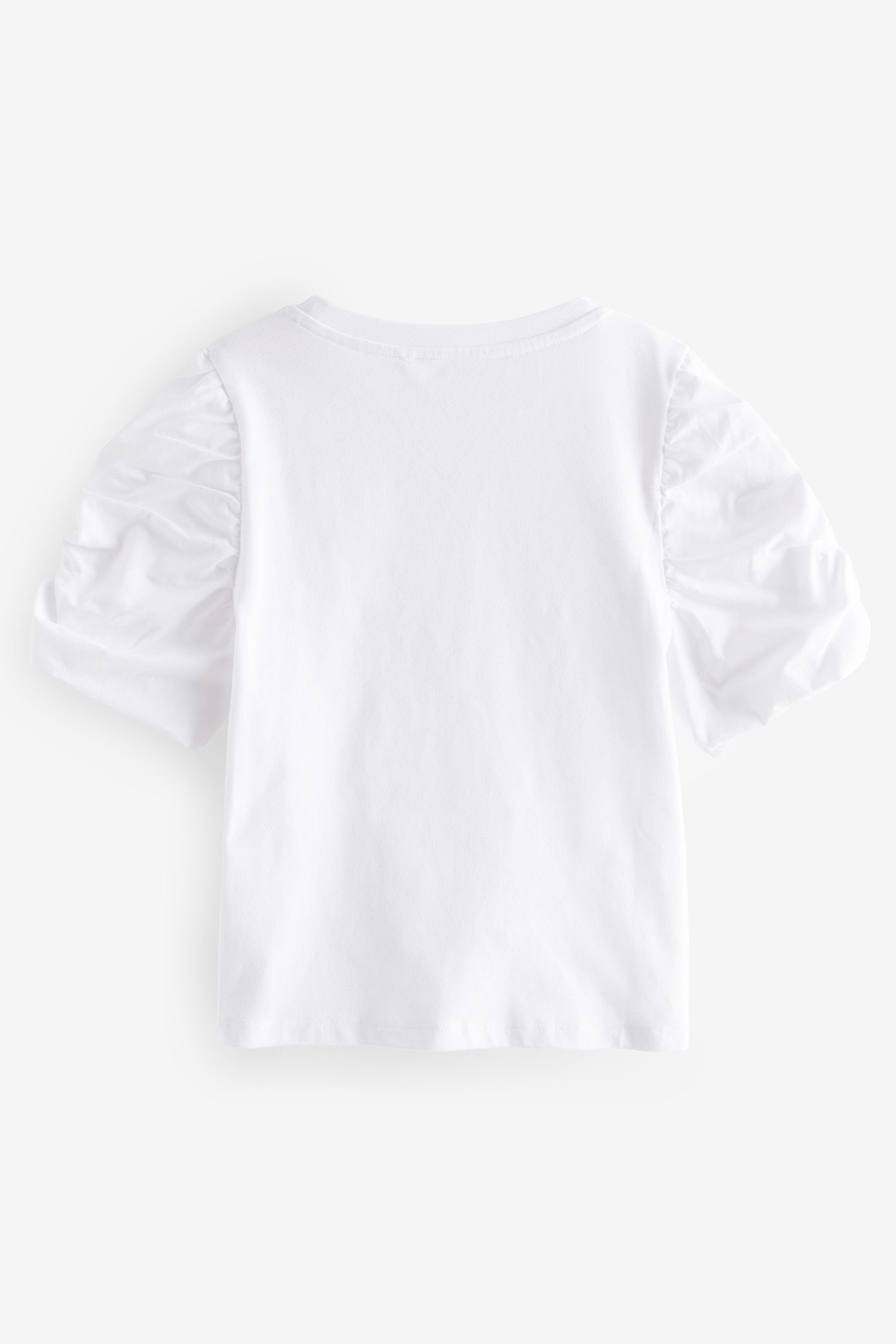 T-Shirt und Puffärmeln Ansteckblume mit T-Shirt (1-tlg) Next