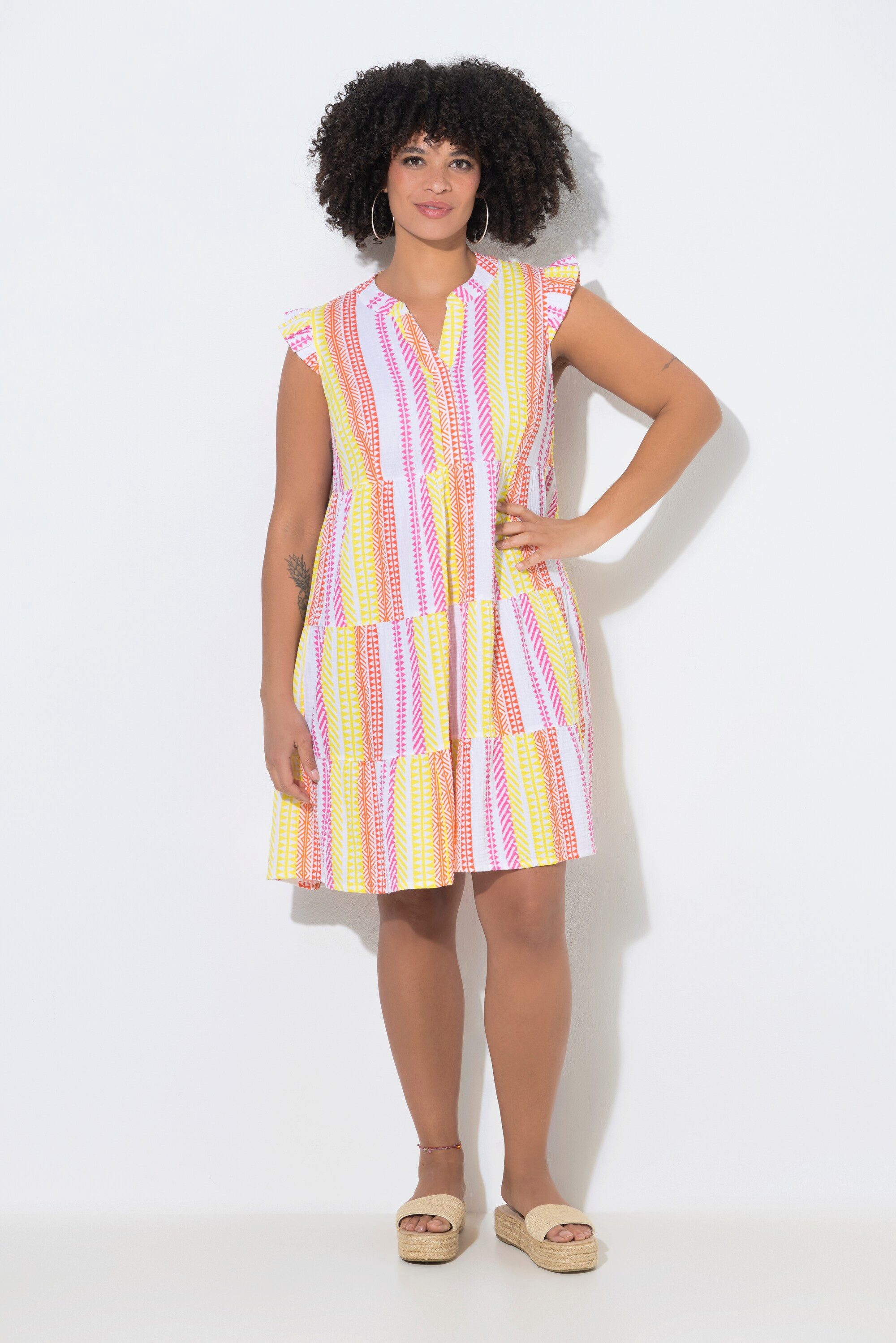 Angel of Style Jerseykleid Musselinkleid A-Linie Streifenmix Volants