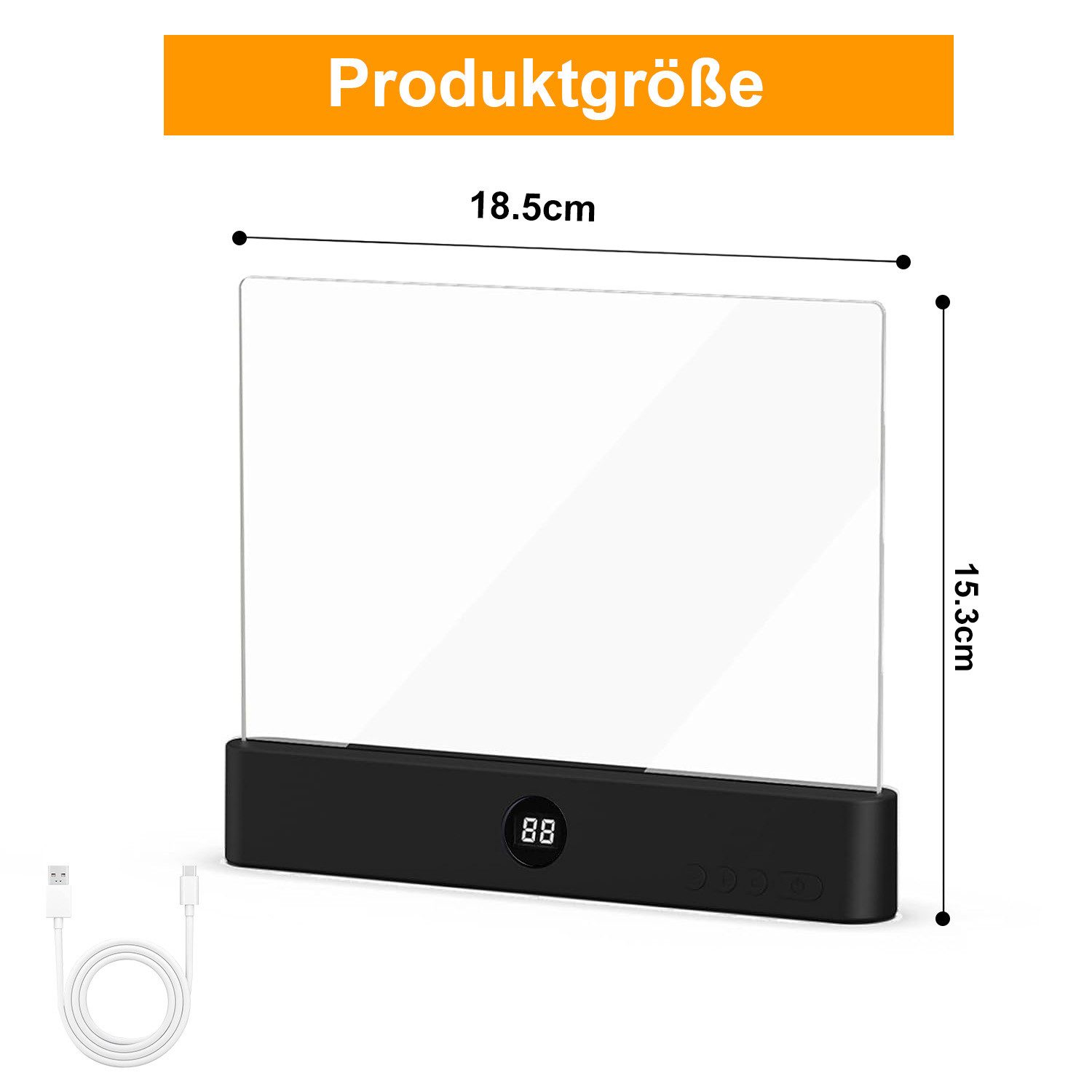 Rosnek LED Leselampe Buchlampe dimmbar mit Timer & 3 Lichtfarben, LED fest integriert, 1200 mAh, transparente Lichtplatte für Bett, Sofa, Büro & Reisen
