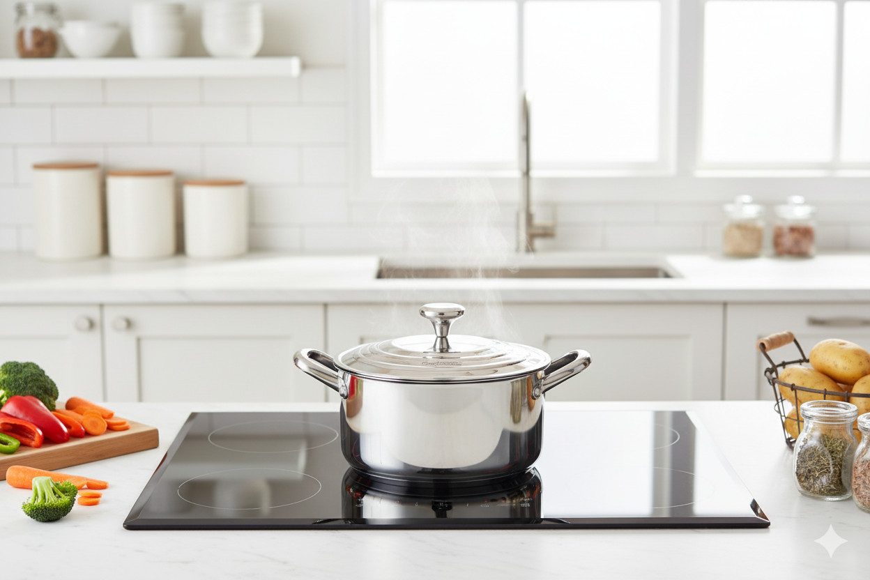 Cheffinger Kochtopf geeignet für alle Herdarten, Antihaftbeschichtet, Edelstahl (1-tlg), Induktionsgeeignet, mit Deckel, Edelstahl