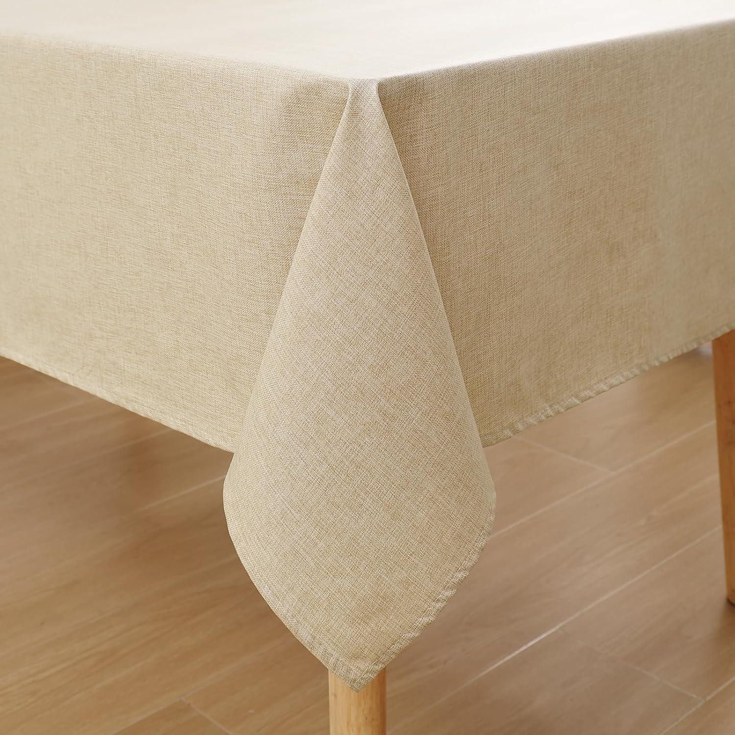 LuxusKollektion Tischdecke Tischdecke Abwaschbar Leinenoptik 300 x 140 cm Rechteckig Cream