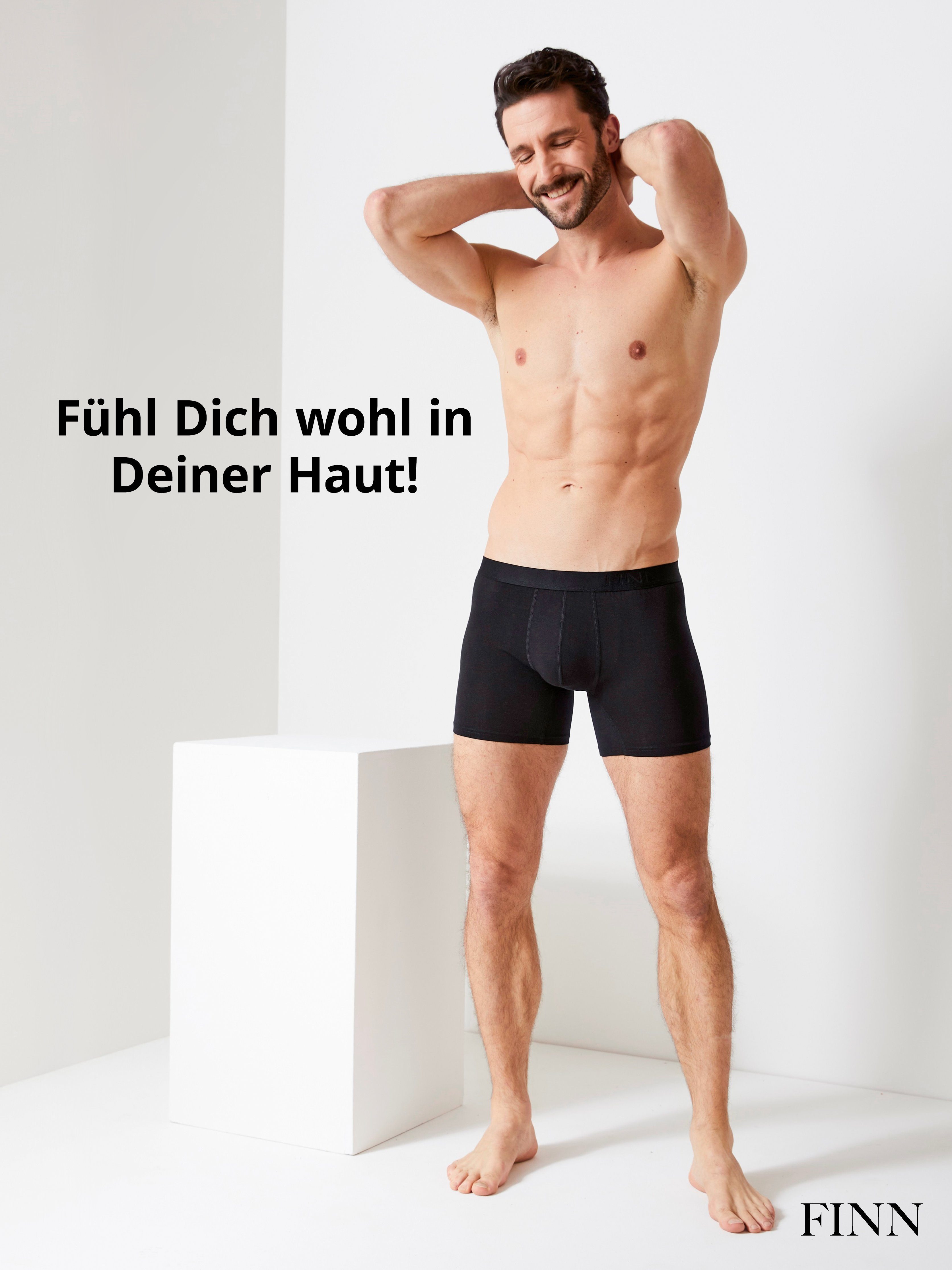 feiner FINN extra Prägung Pack Bund Boxershorts Stoff, Design weicher Micro-Modal mit Boxershorts Grau Herren 3er