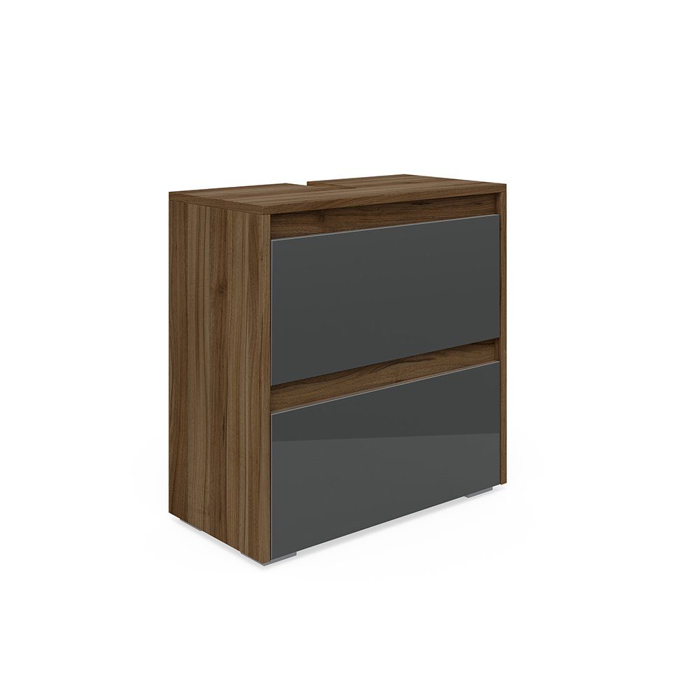 Vicco Waschbeckenunterschrank Majest Anthrazit Hochglanz/Nussbaum 60 x 62 c günstig online kaufen