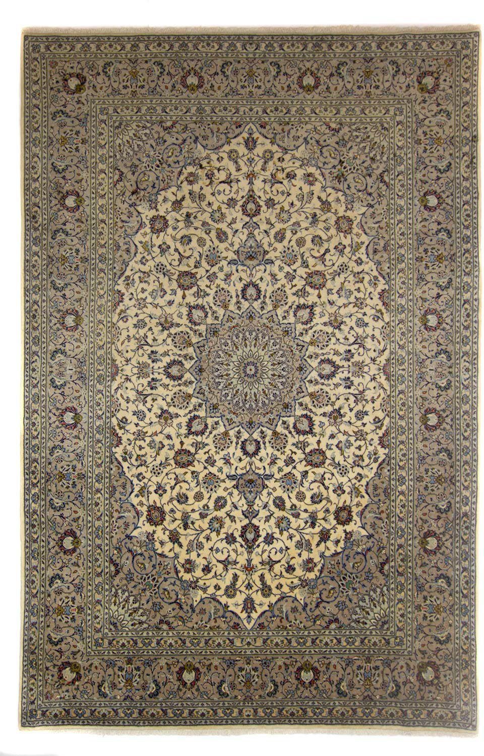 Wollteppich Keshan Medaillon Beige chiaro 360 x 252 cm, morgenland, rechteckig, Höhe: 10 mm, Unikat mit Zertifikat