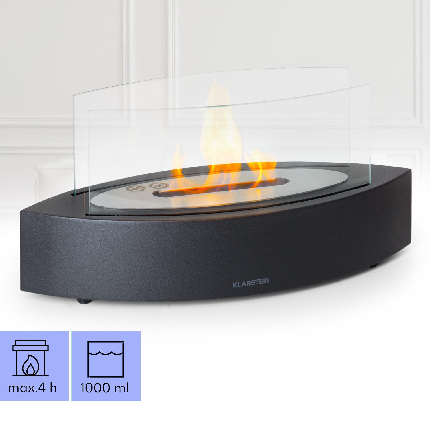 Klarstein Echtfeuer-Dekokamin Phantasma Curve Ethanol-Kamin (Set, Set), Eth günstig online kaufen