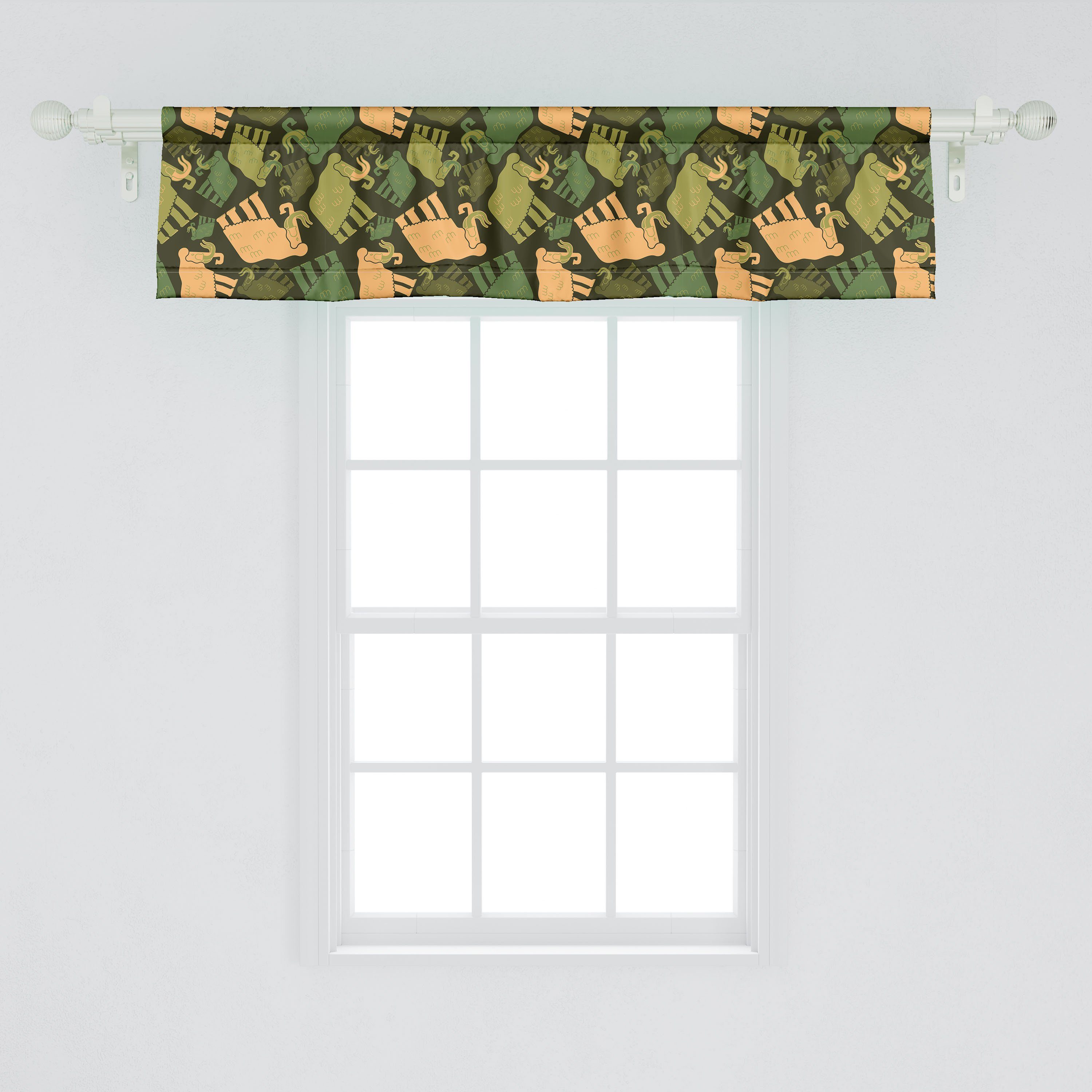 Scheibengardine Vorhang Volant für Prähistorische Schlafzimmer Küche Microfaser, Mammoth Tier Dekor Grunge mit Abakuhaus, Stangentasche