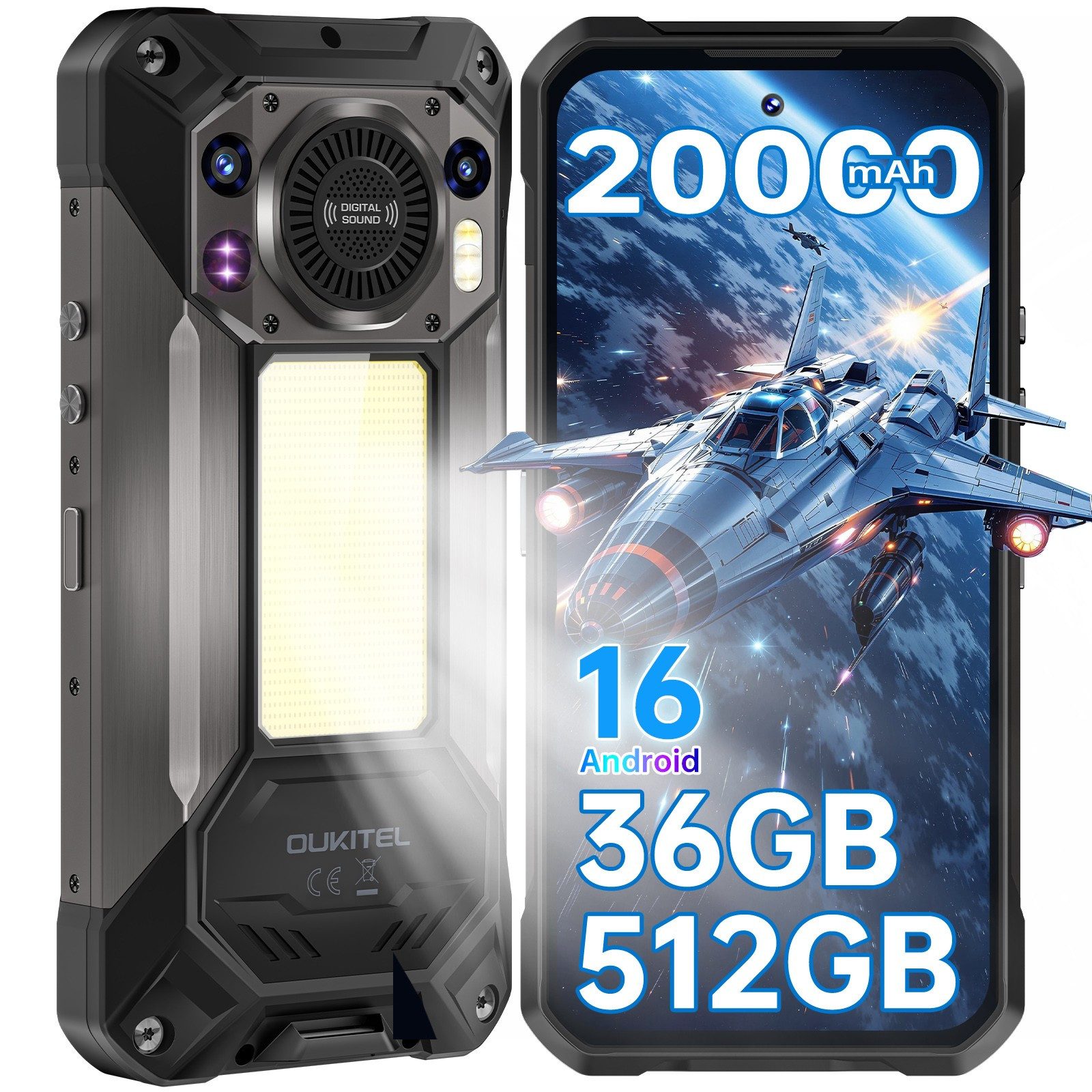 OUKITEL WP61 5G Outdoor Smartphone (17,27 cm/6.8 Zoll, 512 GB Speicherplatz, 108 MP Kamera, 20000mAh, 6,8'' FHD+ Display, Android 16, IP68/IP69K)
