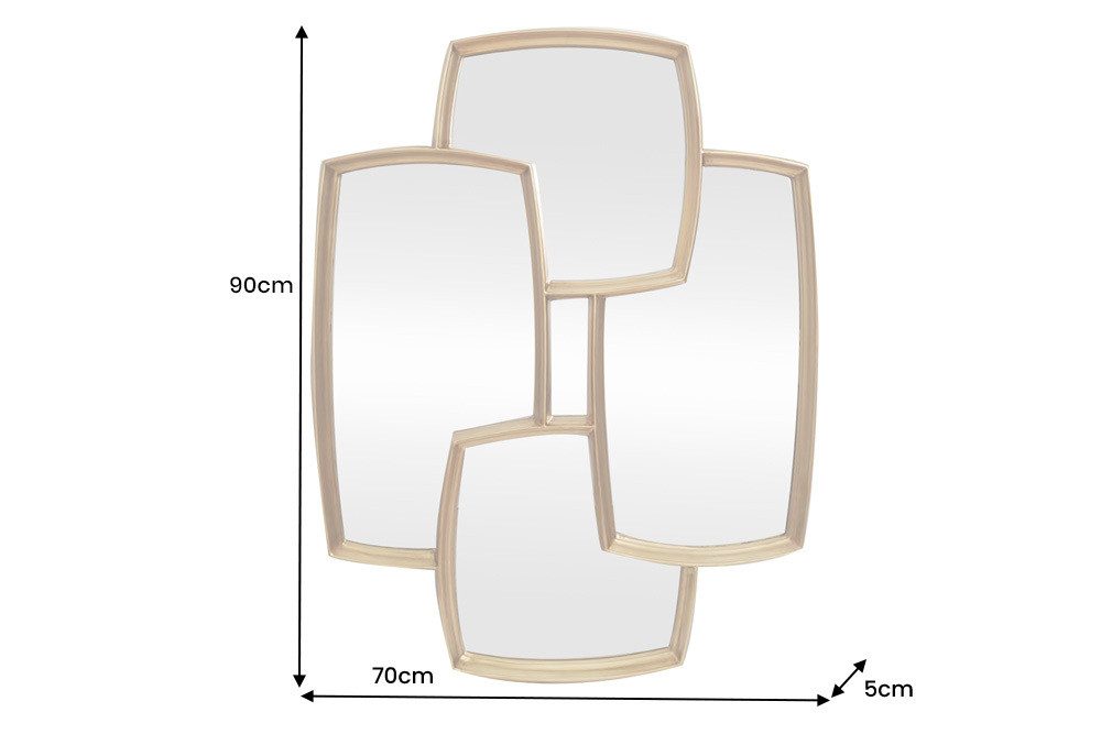 riess-ambiente Wandspiegel QUADRA 90cm gold – vier Spiegelflächen, variabel, Statement Piece (Einzelartikel, 1-St), Spiegel mit Mehrfachoptik – ideal für Flur, Wohn- oder Schlafzimmer
