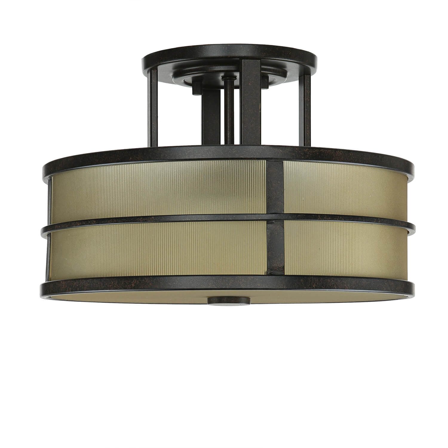 Licht-Erlebnisse Deckenleuchte SHOJI, ohne Leuchtmittel, Deckenlampe Creme Bronze Vintage dekorativ Wohnzimmer Lampe