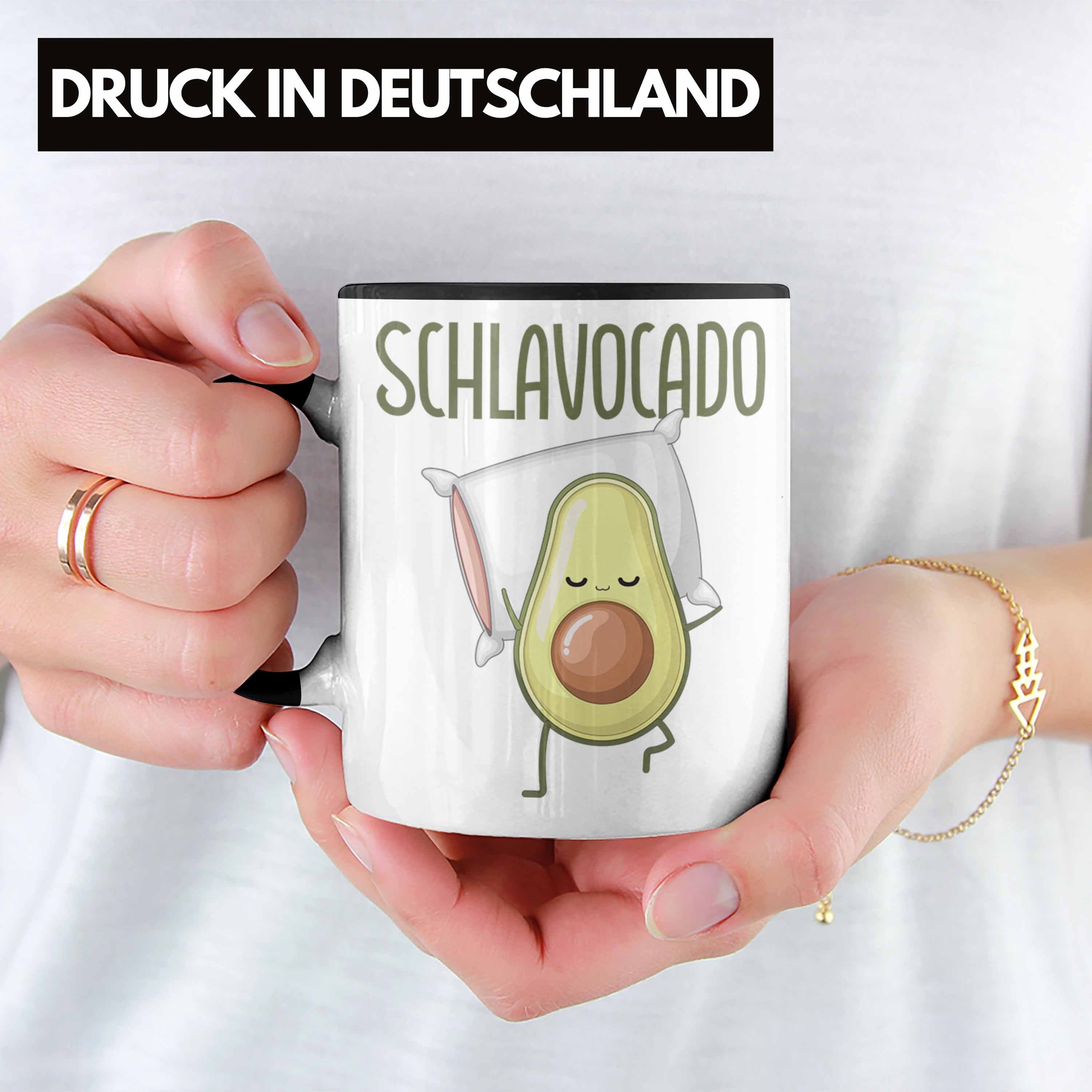 Trendation Tasse Lustige Tasse Avocado-Motiv Schwarz Mittagsschlaf-Liebhaber Nap Geschenk