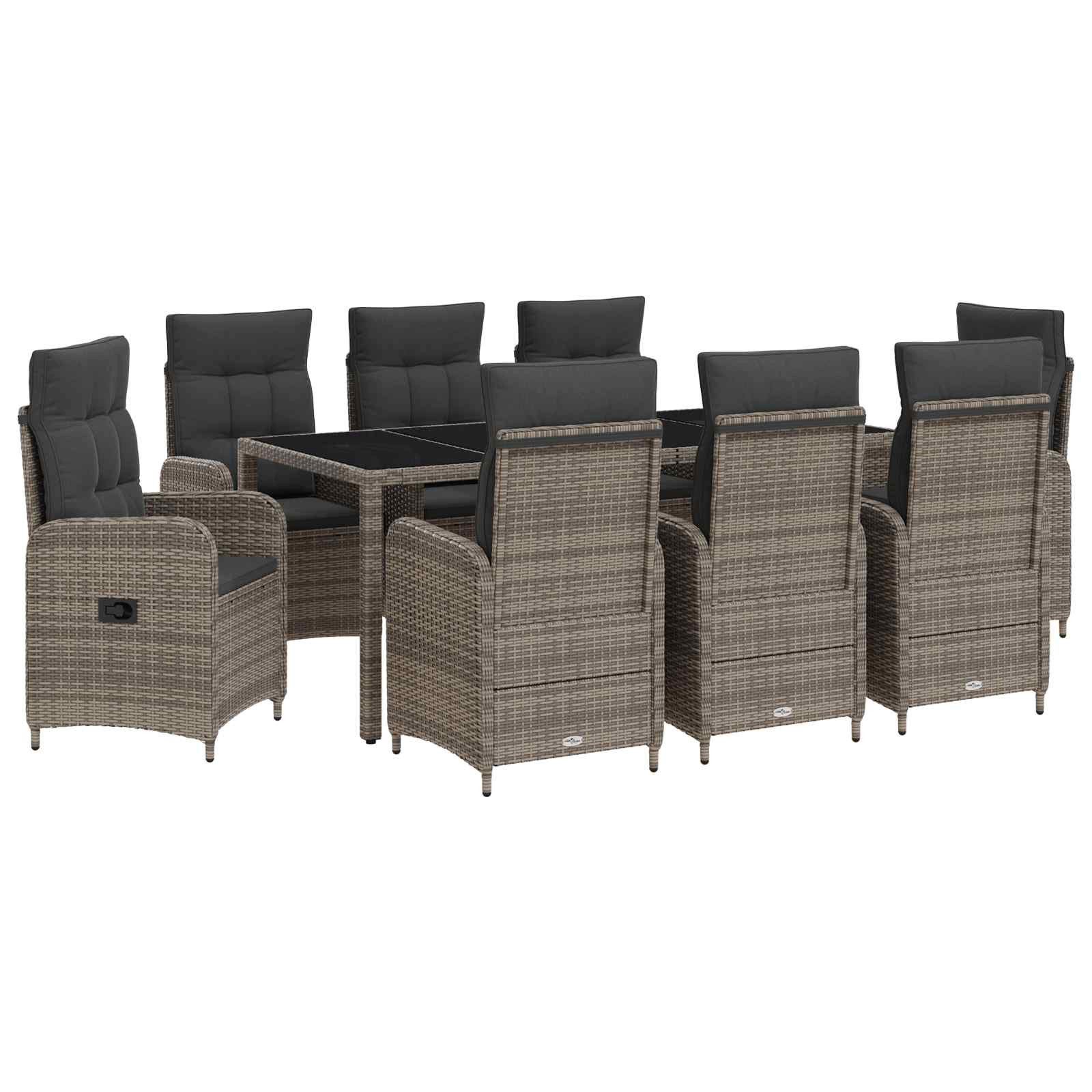 Garten-Essgruppe Outdoortisch-Set 9 stk. Hellgrau und Dunkelgrau Poly-Rattan
